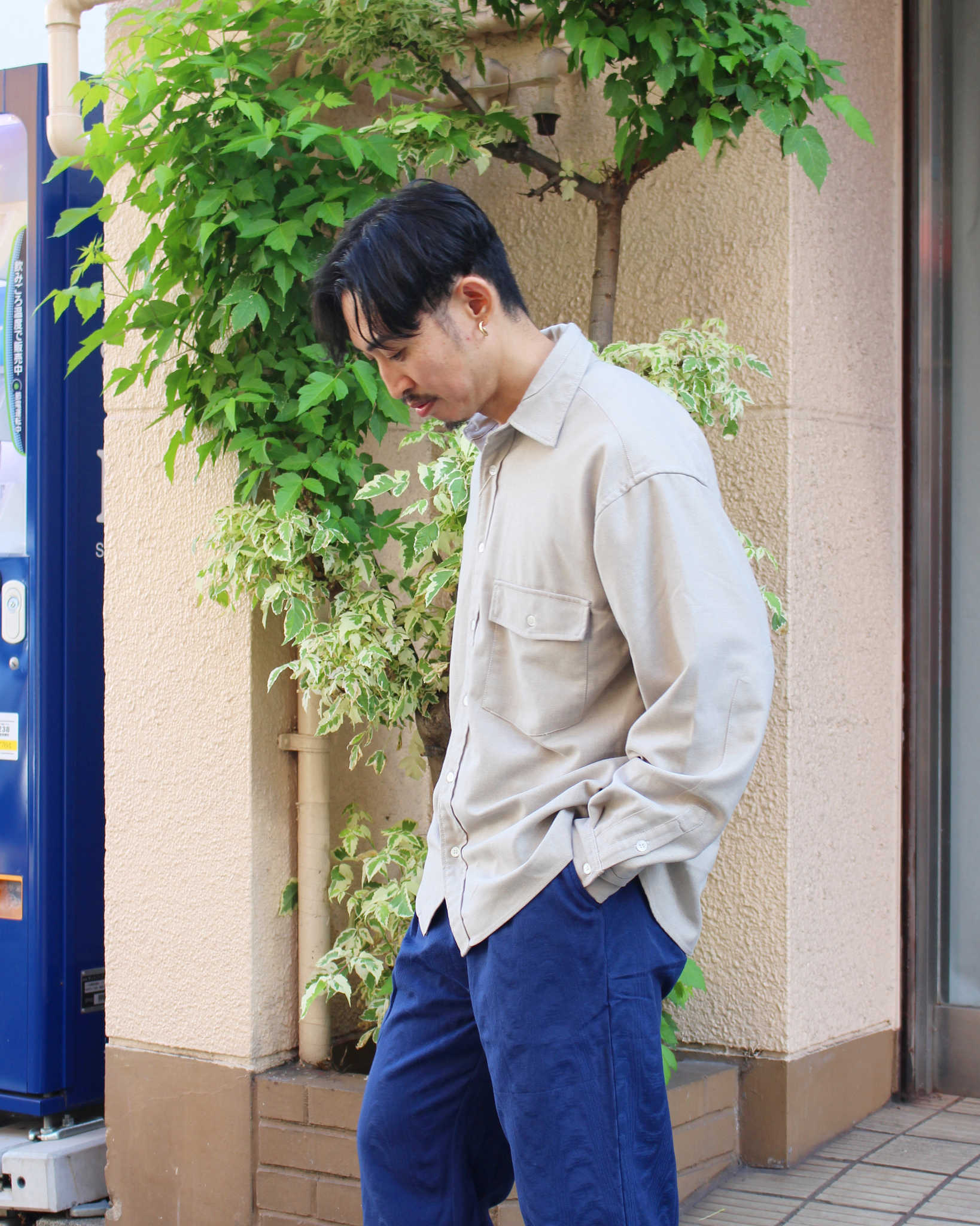 modemdesign モデムデザイン / WOOL MIX SHIRTS ウールミックスシャツ (BEIGE ベージュ)