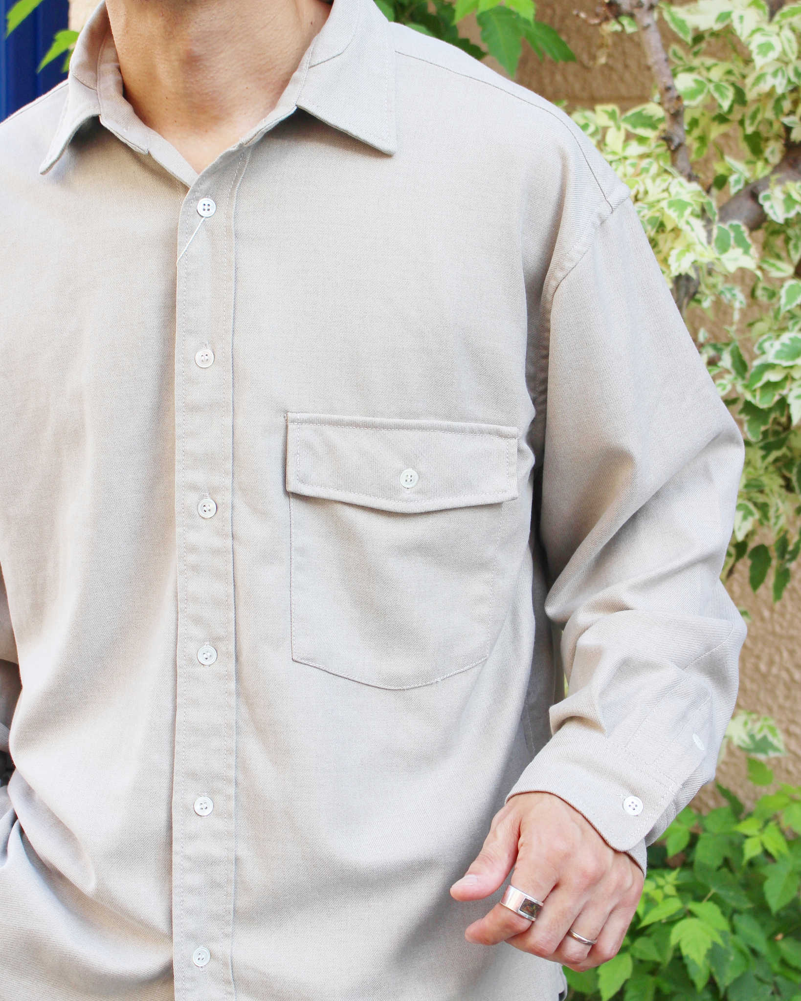 modemdesign モデムデザイン / WOOL MIX SHIRTS ウールミックスシャツ (BEIGE ベージュ)