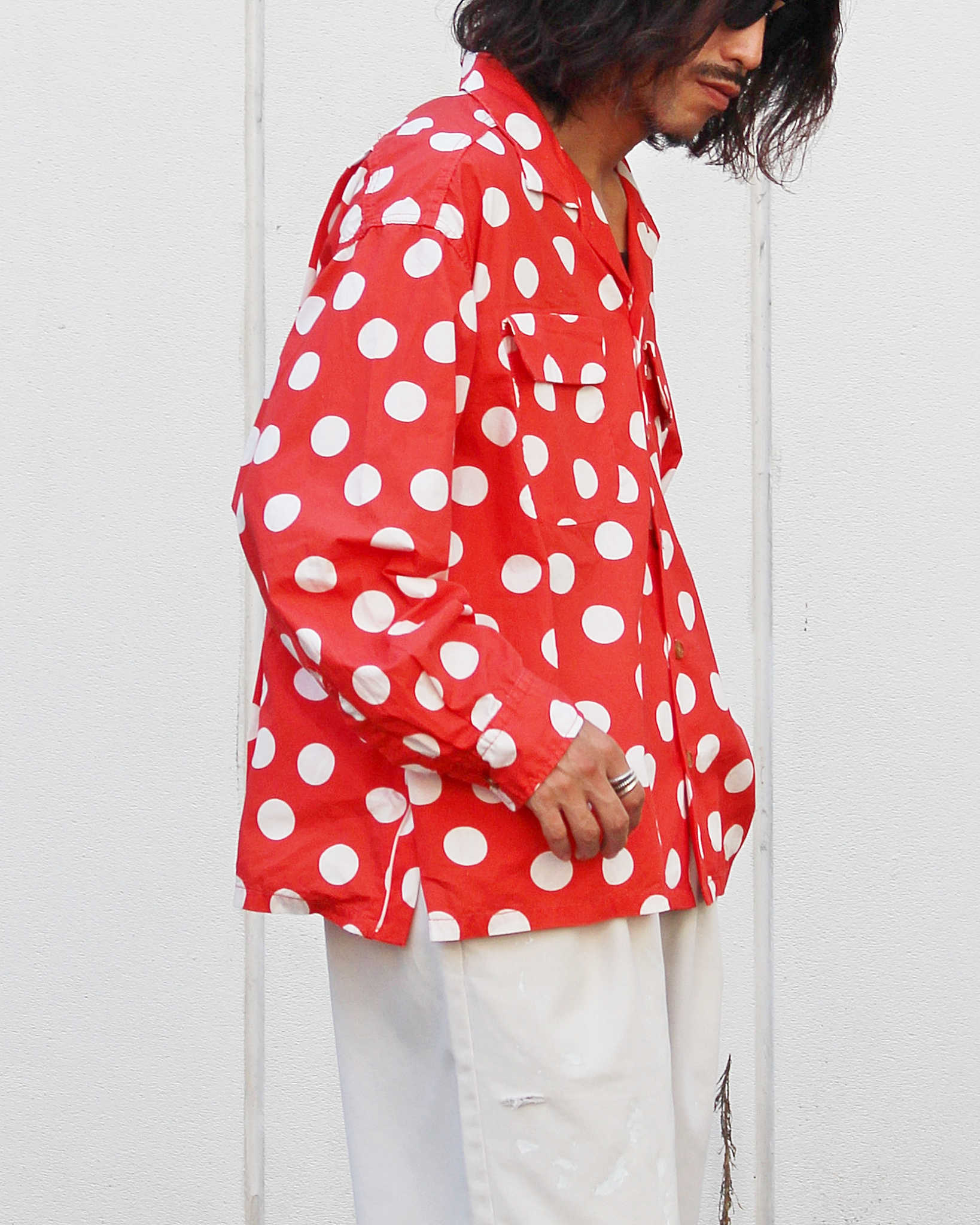 IMPRESTORE インプレストア / Herb ハーブ | Polka dot open collar shirt ポルカドットオープンカラーシャツ (RED レッド)