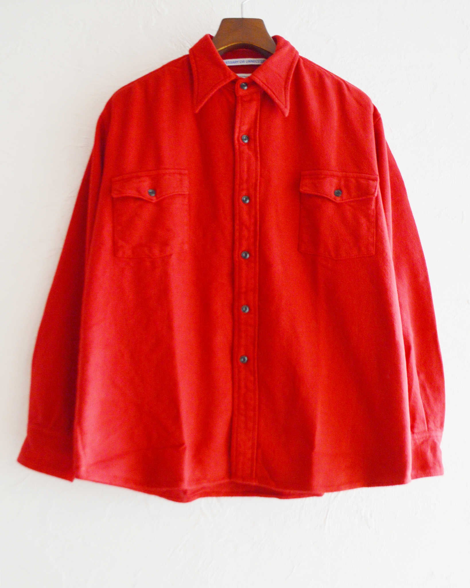 necessary or unnecessary ネセサリーオアアンネセサリー N.O.UN / WW SHIRT NEL ダブルダブルシャツネル (RED レッド)