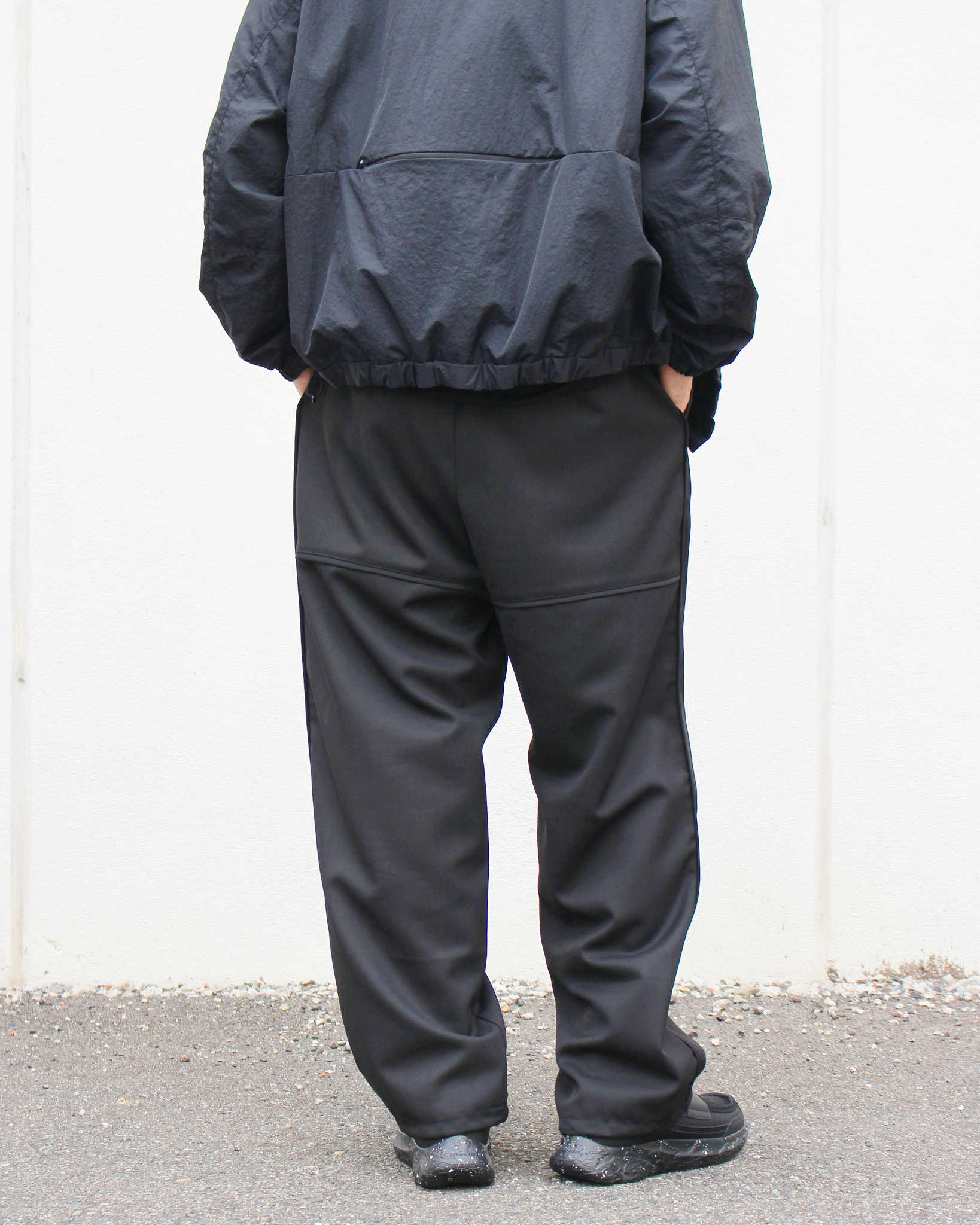 LAMOND ラモンド / HRMS LINE DRAWST WIDE PANTS ラインドロワーワイドパンツ (BLACK ブラック)