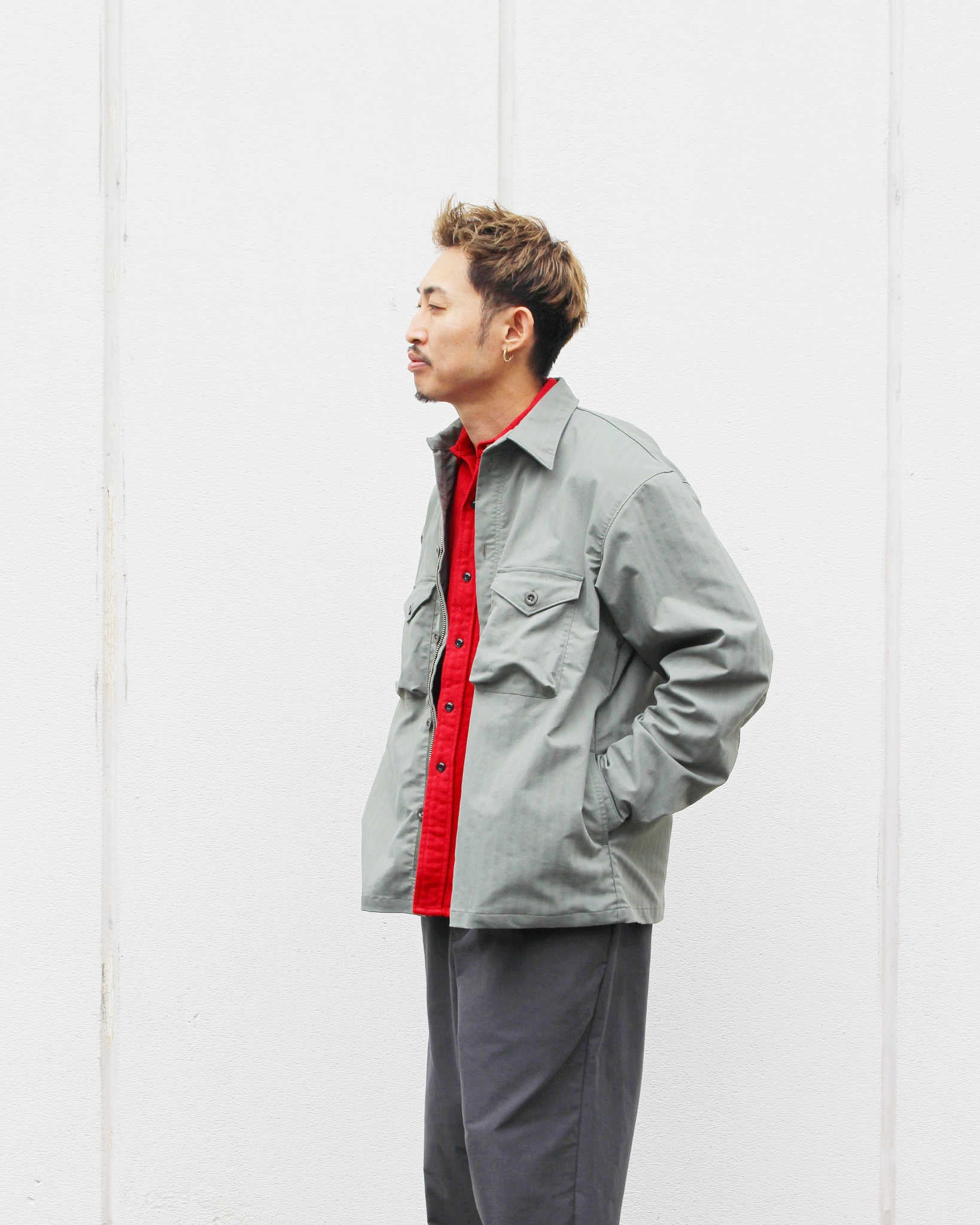 necessary or unnecessary ネセサリーオアアンネセサリー N.O.UN / WATCH SHIRT ウォッチシャツ (SAGE セージ)