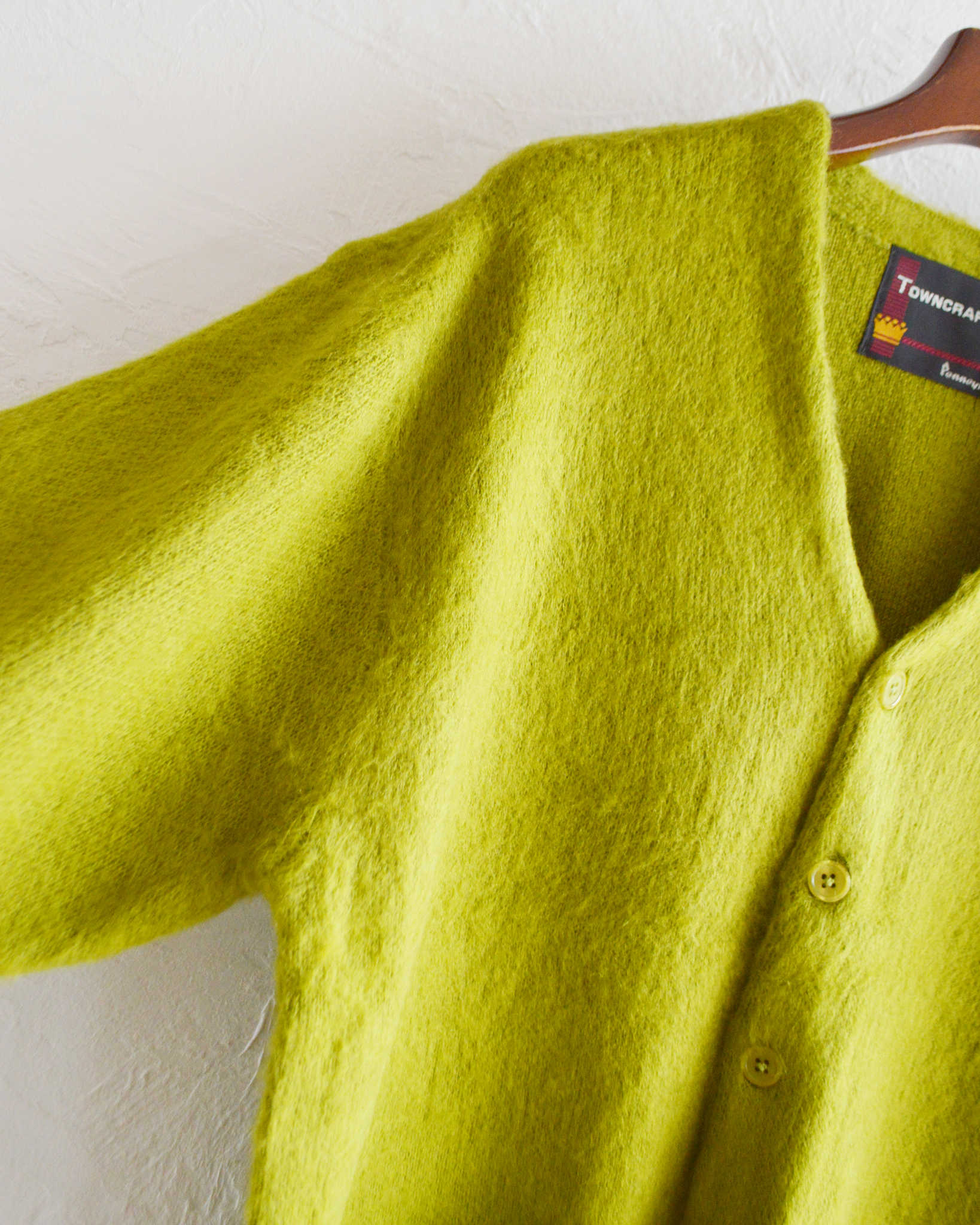 TOWN CRAFT タウンクラフト / SOLID SHAGGY V CARDIGAN ソリッドシャギーカーディガン (GREEN グリーン)