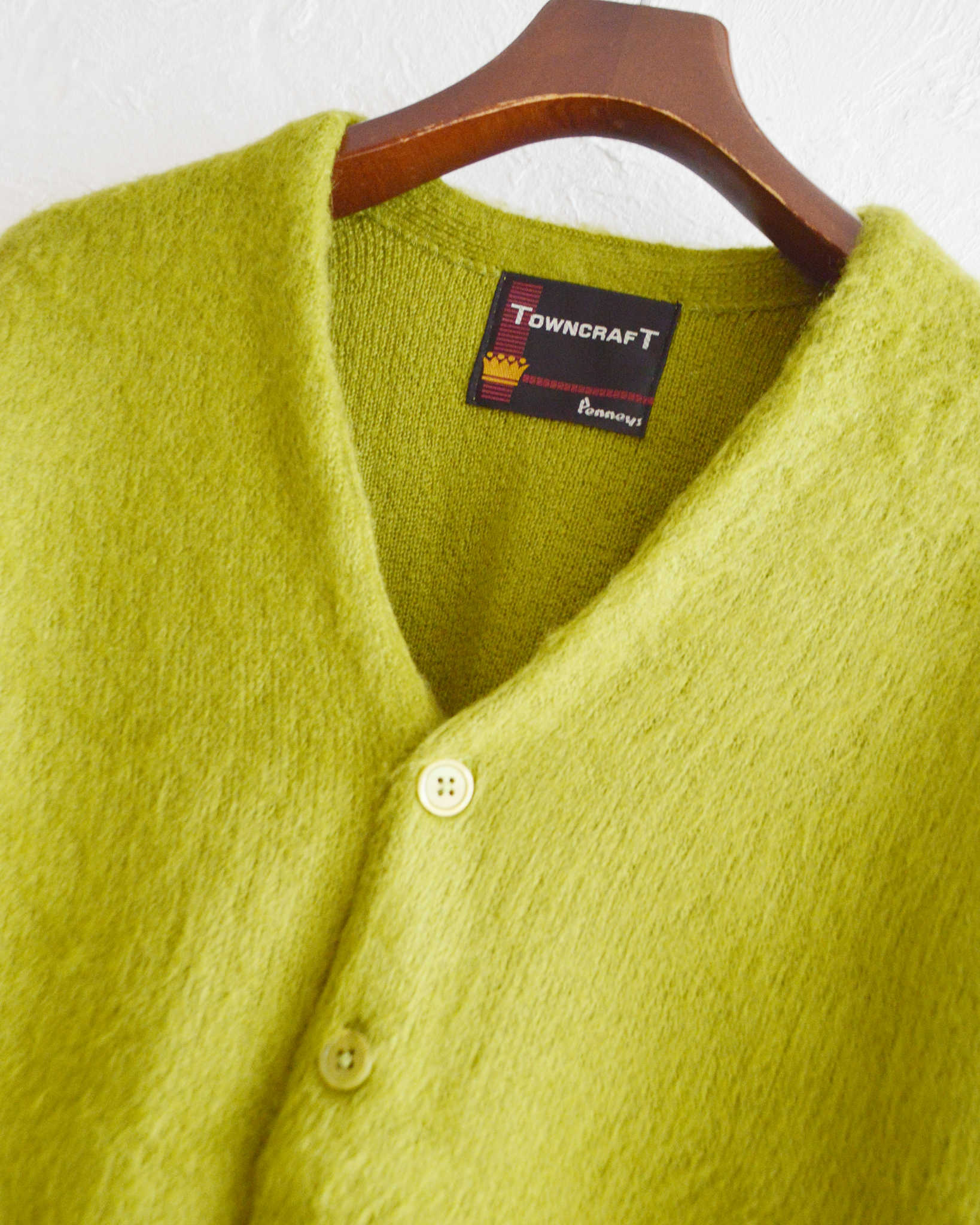 TOWN CRAFT タウンクラフト / SOLID SHAGGY V CARDIGAN ソリッドシャギーカーディガン (GREEN グリーン)