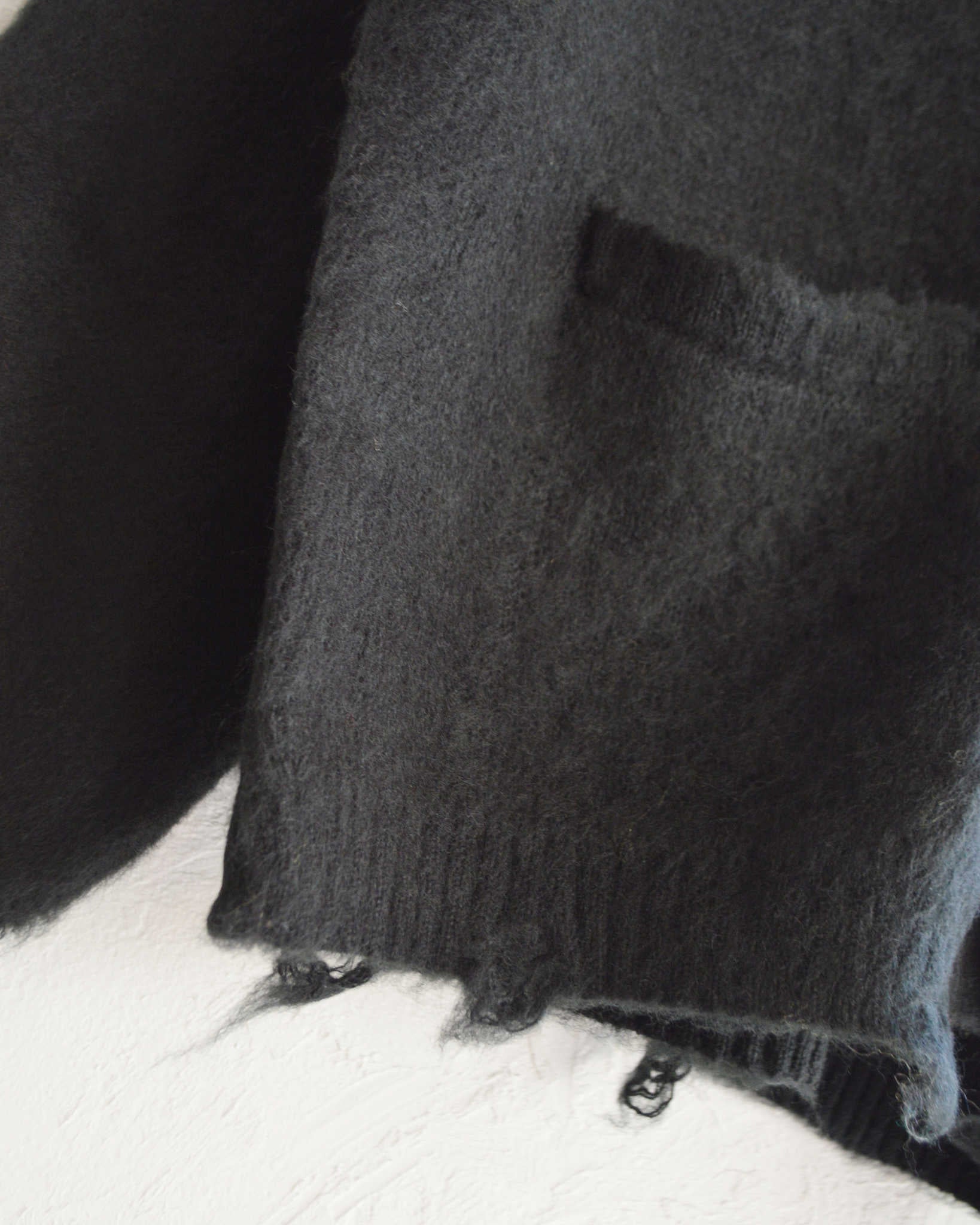 TOWN CRAFT タウンクラフト / WORN-OUT SOLID CARDIGAN ウォーンアウトソリッドカーディガン (BLACK ブラック)
