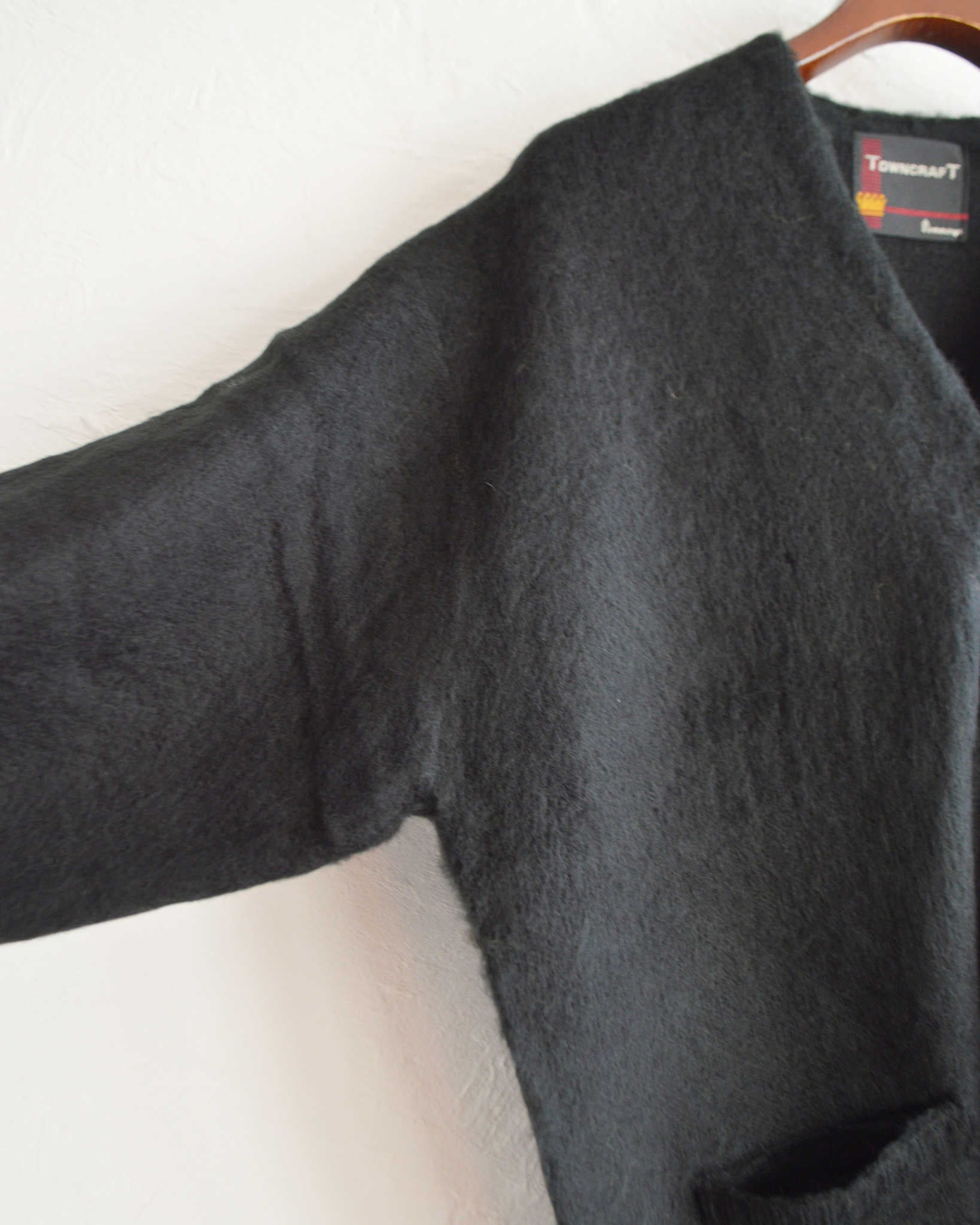 TOWN CRAFT タウンクラフト / WORN-OUT SOLID CARDIGAN ウォーンアウトソリッドカーディガン (BLACK ブラック)