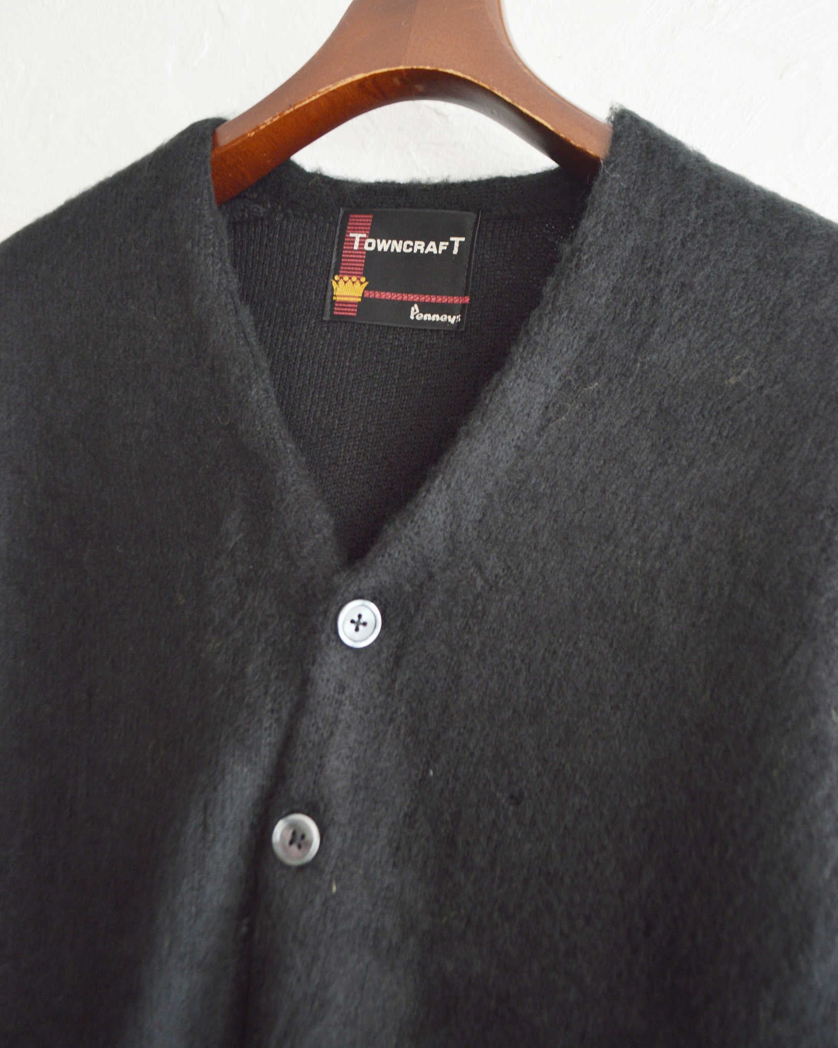 TOWN CRAFT タウンクラフト / WORN-OUT SOLID CARDIGAN ウォーンアウトソリッドカーディガン (BLACK ブラック)