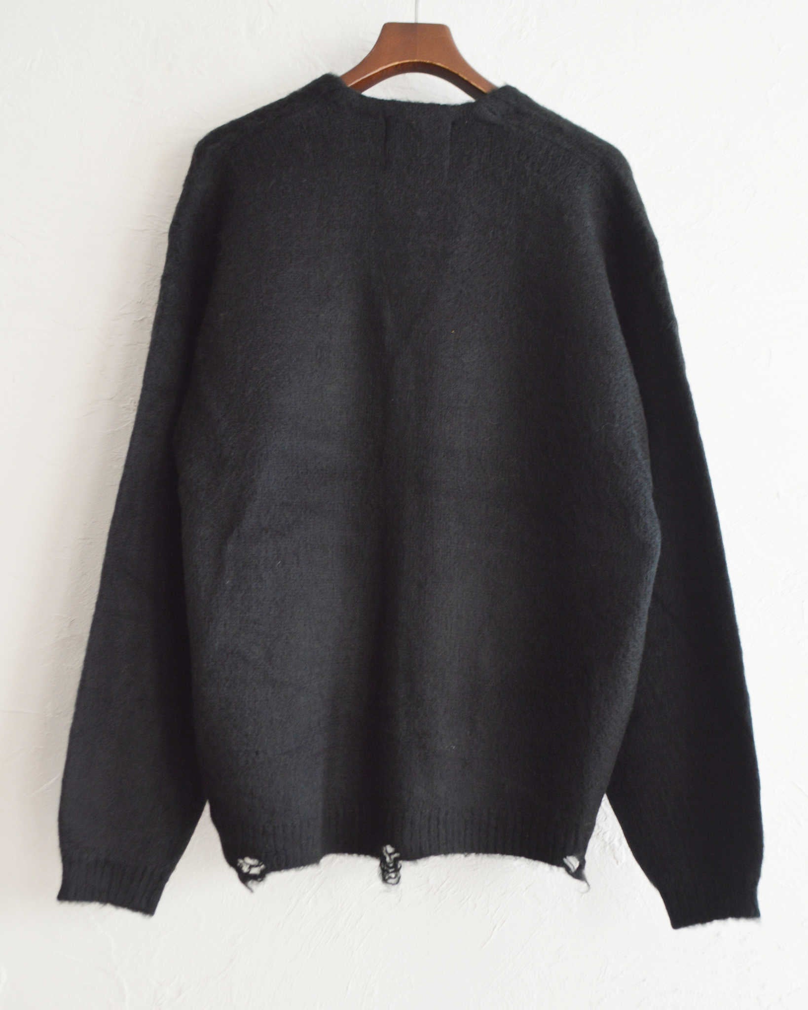 TOWN CRAFT タウンクラフト / WORN-OUT SOLID CARDIGAN ウォーンアウトソリッドカーディガン (BLACK ブラック)