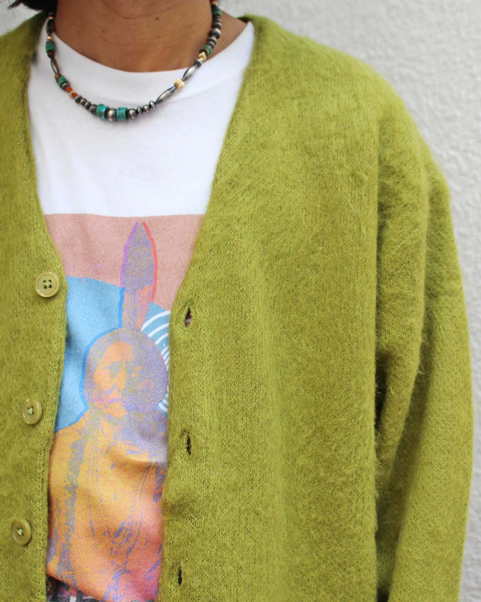 TOWN CRAFT タウンクラフト / SOLID SHAGGY V CARDIGAN ソリッドシャギーカーディガン (GREEN グリーン)