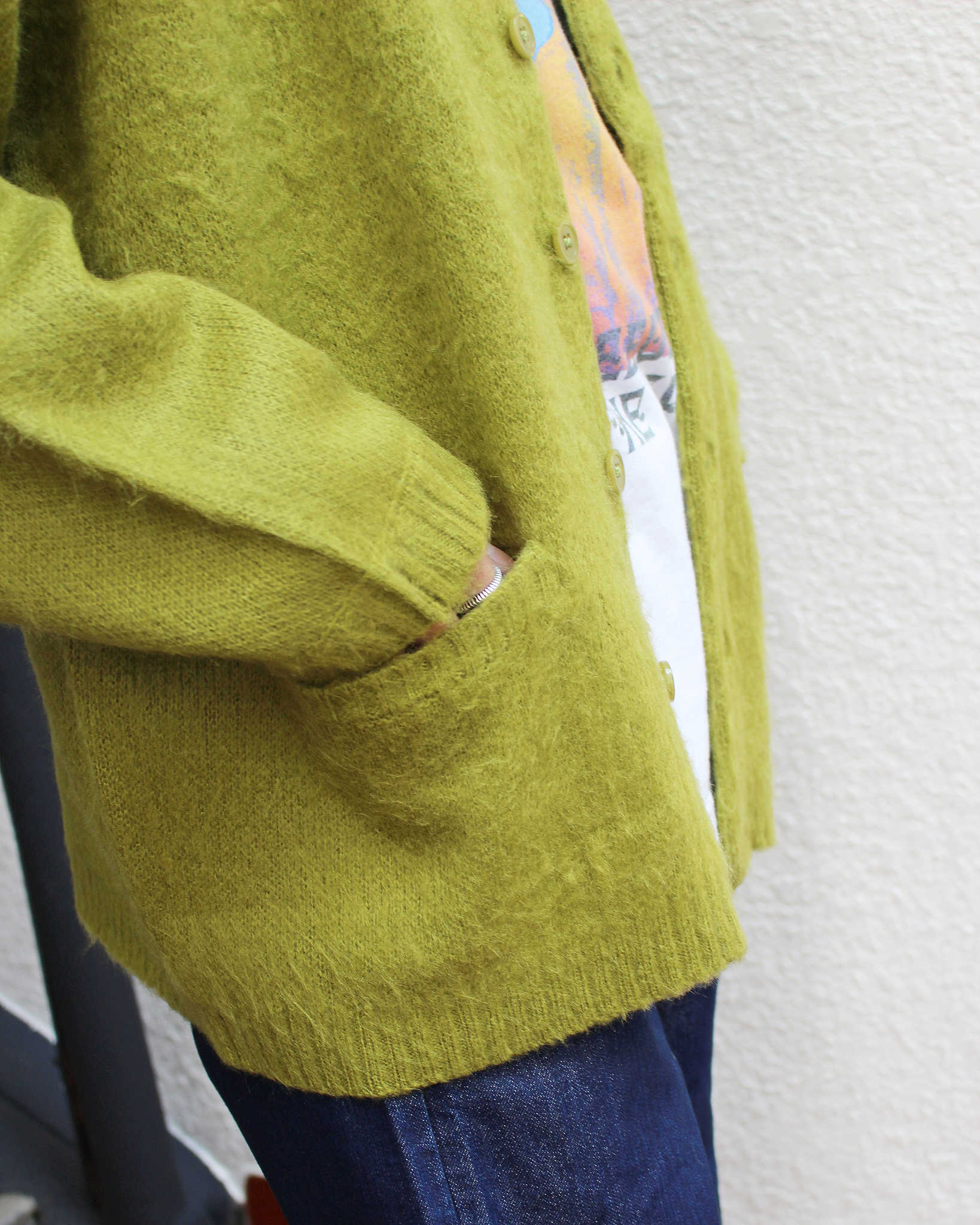 TOWN CRAFT タウンクラフト / SOLID SHAGGY V CARDIGAN ソリッドシャギーカーディガン (GREEN グリーン)