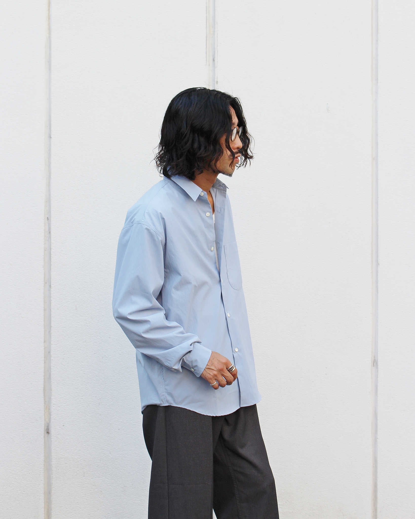 LAMOND ラモンド / COTTONY CREASED SHIRT コットニークリーストシャツ (AQUA BLUE アクアブルー)