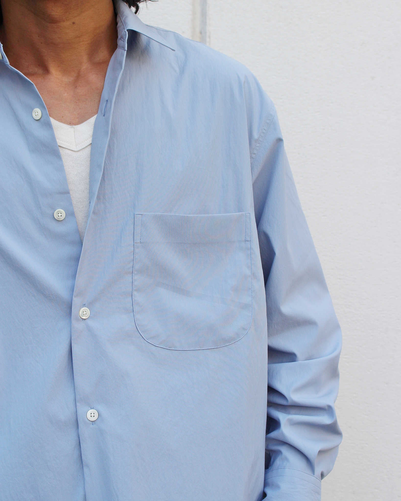 LAMOND ラモンド / COTTONY CREASED SHIRT コットニークリーストシャツ (AQUA BLUE アクアブルー)