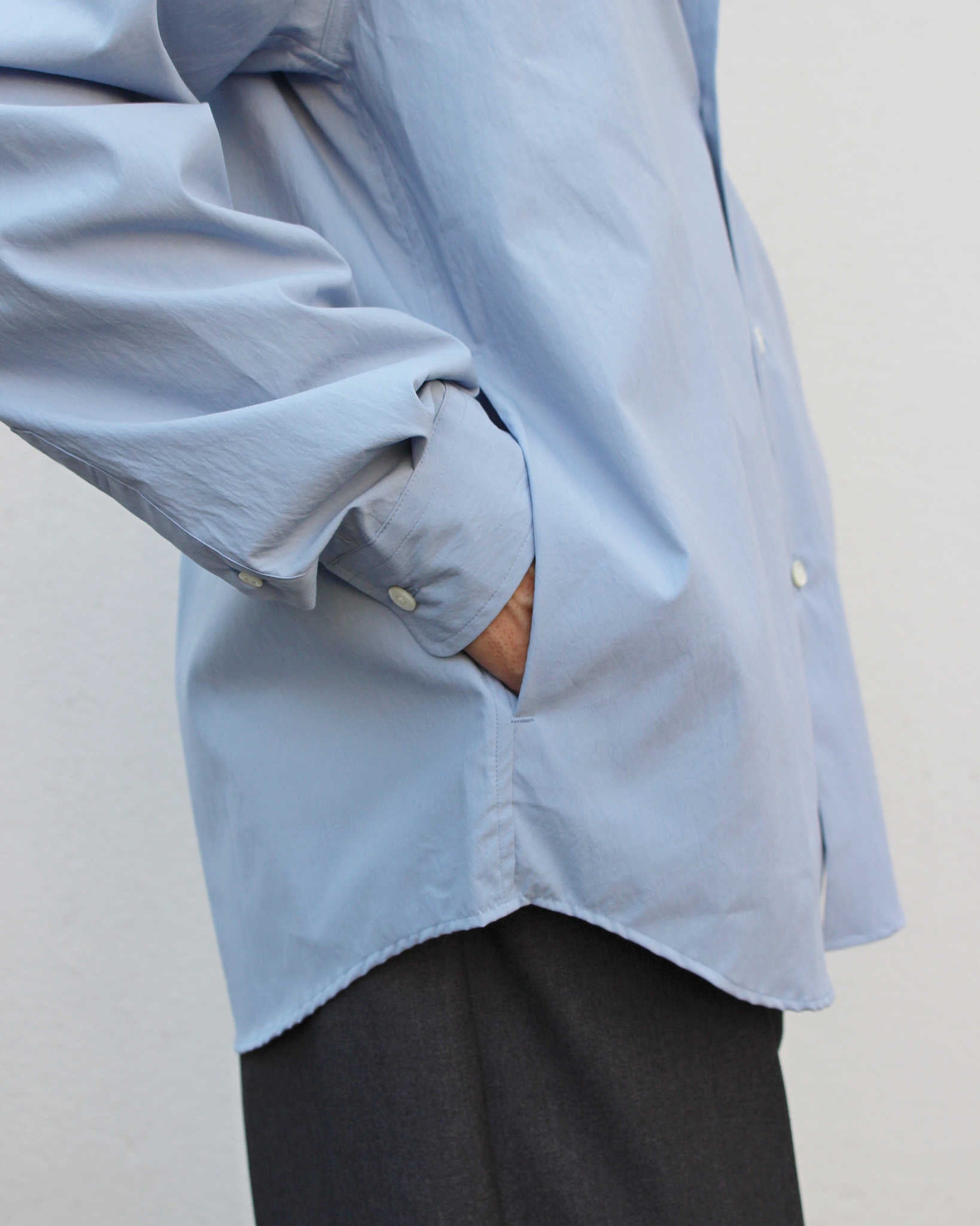 LAMOND ラモンド / COTTONY CREASED SHIRT コットニークリーストシャツ (AQUA BLUE アクアブルー)