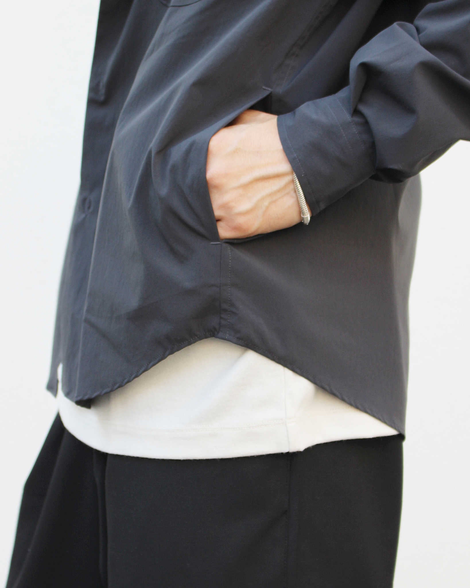 LAMOND ラモンド / COTTONY CREASED SHIRT コットニークリーストシャツ (MOSS CHARCOAL モスチャコール)