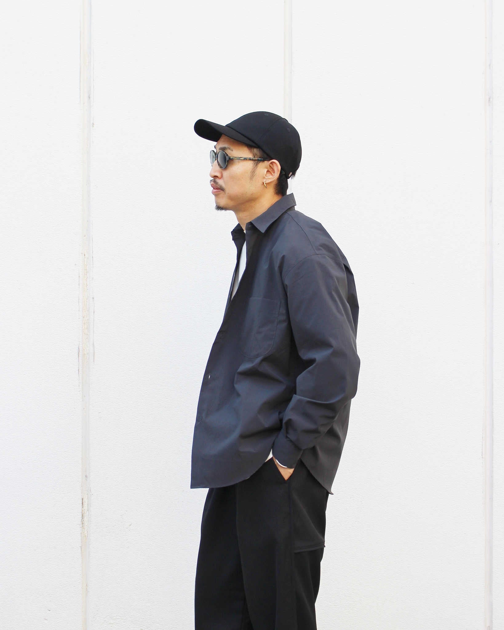 LAMOND ラモンド / COTTONY CREASED SHIRT コットニークリーストシャツ (MOSS CHARCOAL モスチャコール)