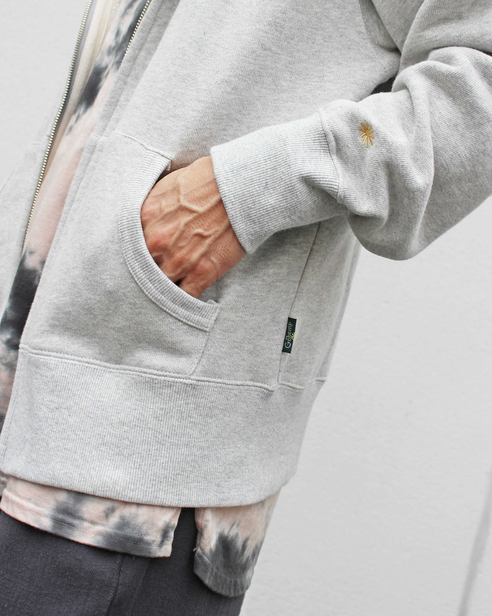 GOHEMP ゴーヘンプ / HEMP ZIP UP HOODY ヘンプジップアップフーディ (ASH HEATHER アッシュヘザー)