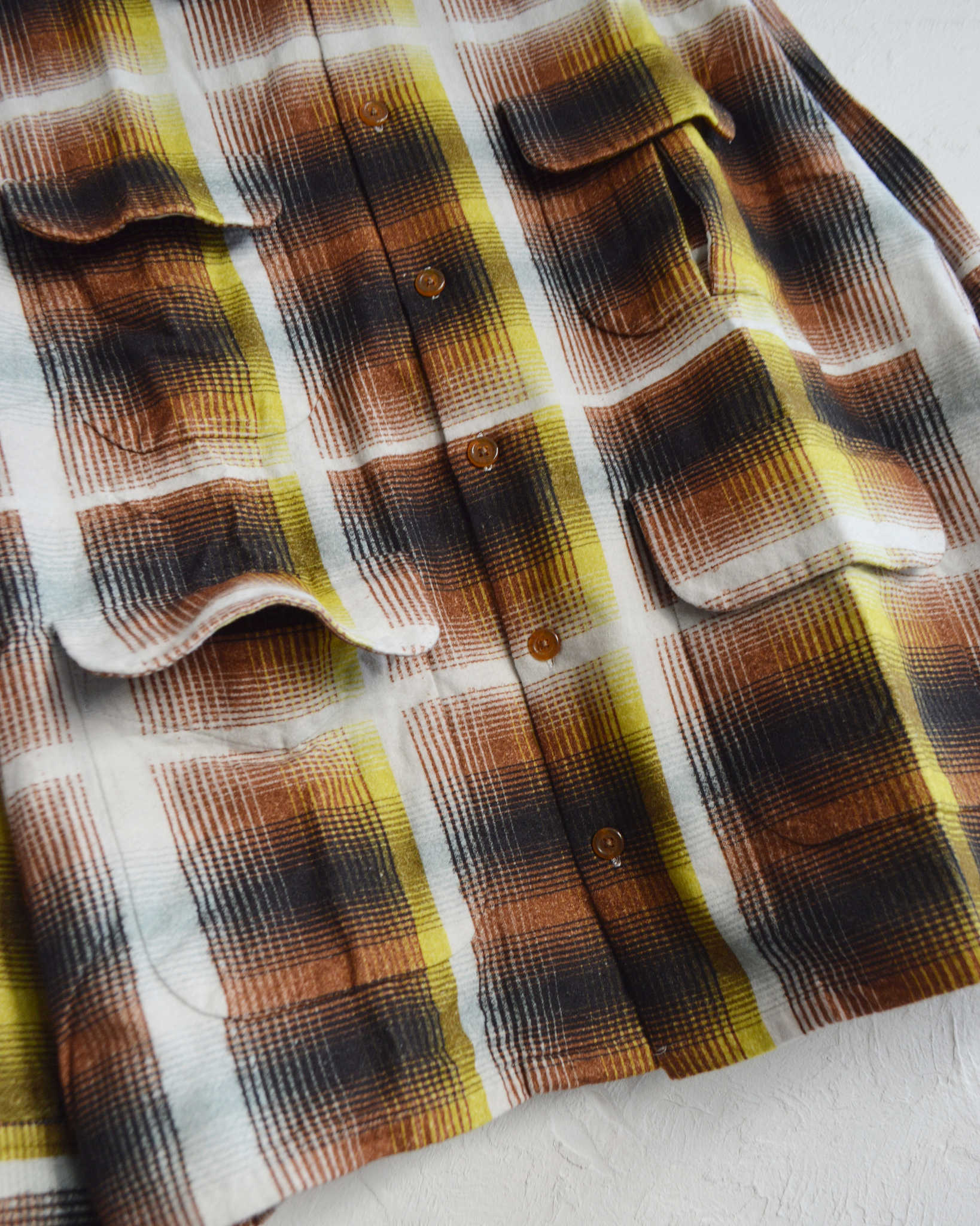 IMPRESTORE インプレストア / J.FOX ジェイフォックス | Printed flannel shirt プリントフランネルシャツ (BROWN/YELLOW ブラウンイエロー)