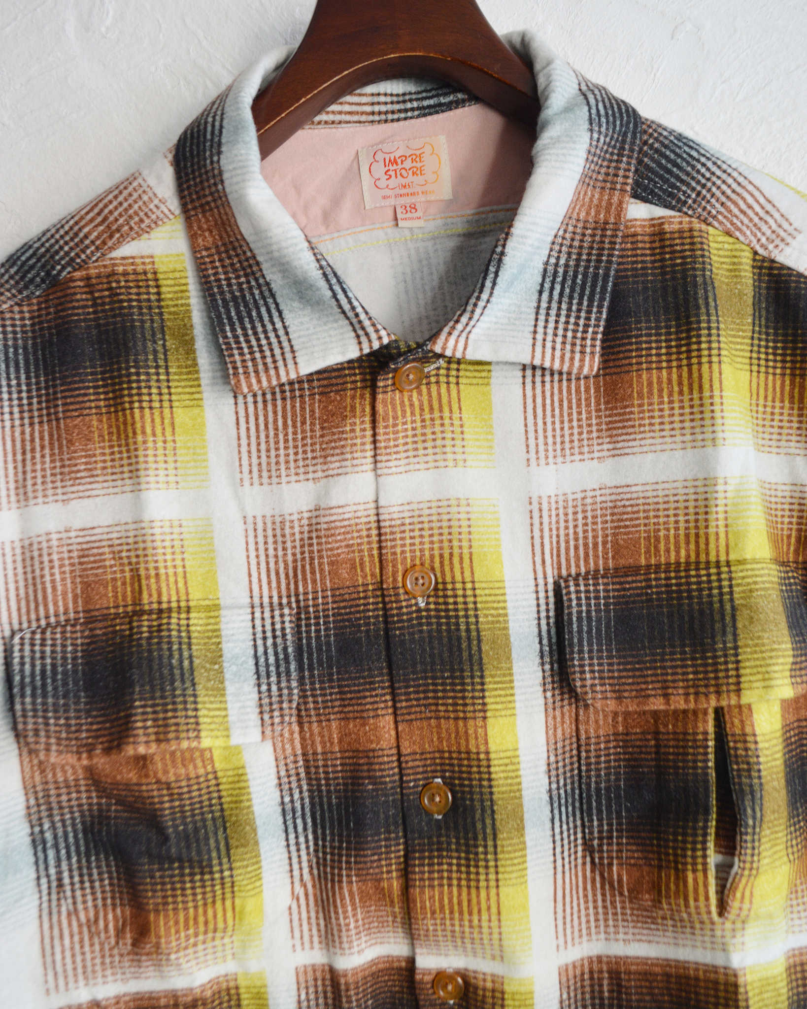 IMPRESTORE インプレストア / J.FOX ジェイフォックス | Printed flannel shirt プリントフランネルシャツ (BROWN/YELLOW ブラウンイエロー)