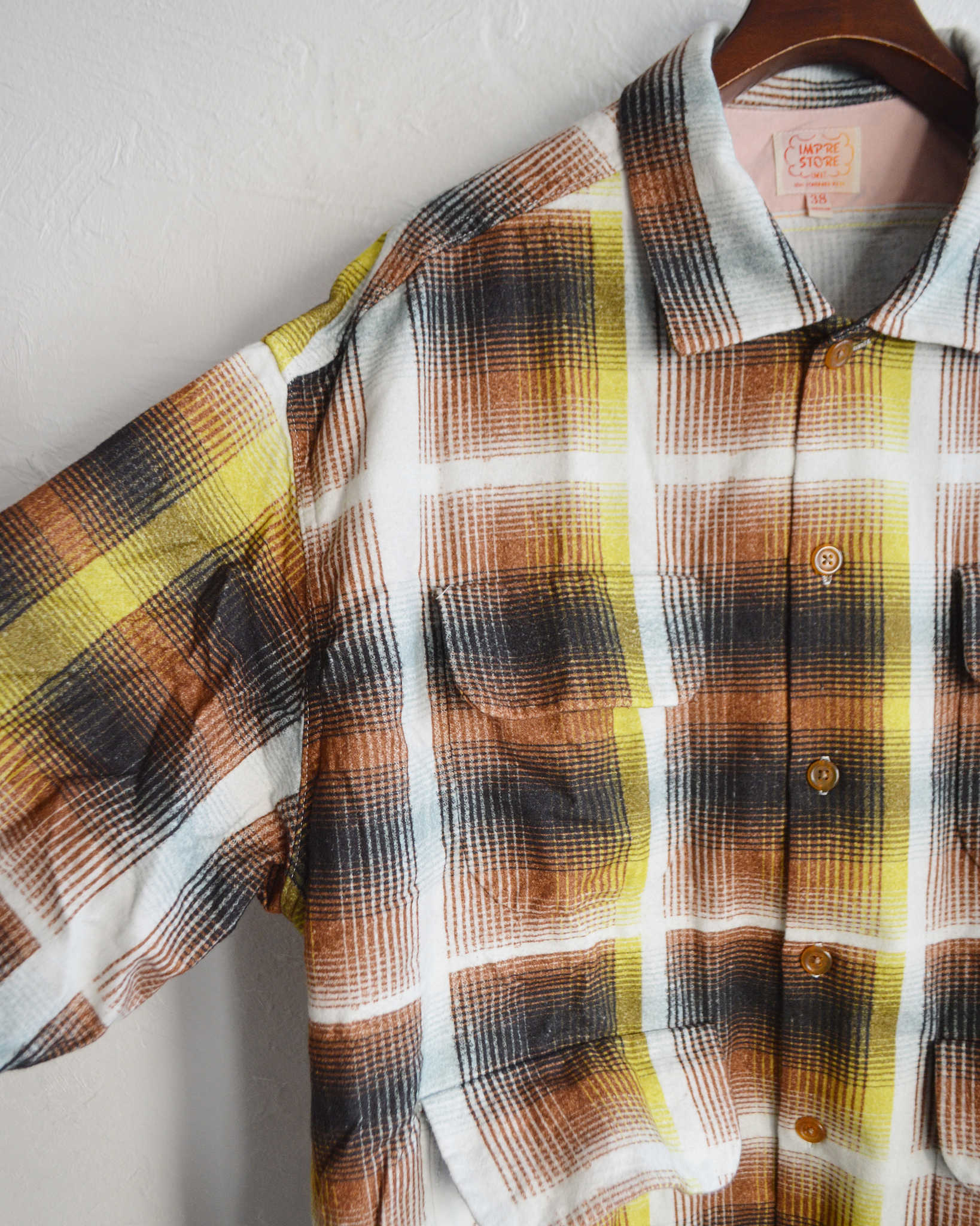 IMPRESTORE インプレストア / J.FOX ジェイフォックス | Printed flannel shirt プリントフランネルシャツ (BROWN/YELLOW ブラウンイエロー)