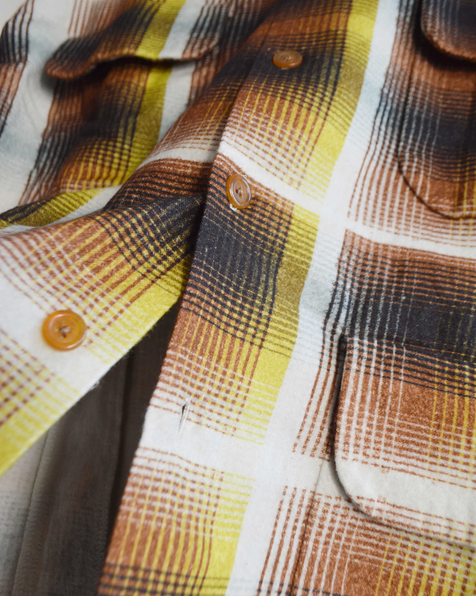 IMPRESTORE インプレストア / J.FOX ジェイフォックス | Printed flannel shirt プリントフランネルシャツ (BROWN/YELLOW ブラウンイエロー)