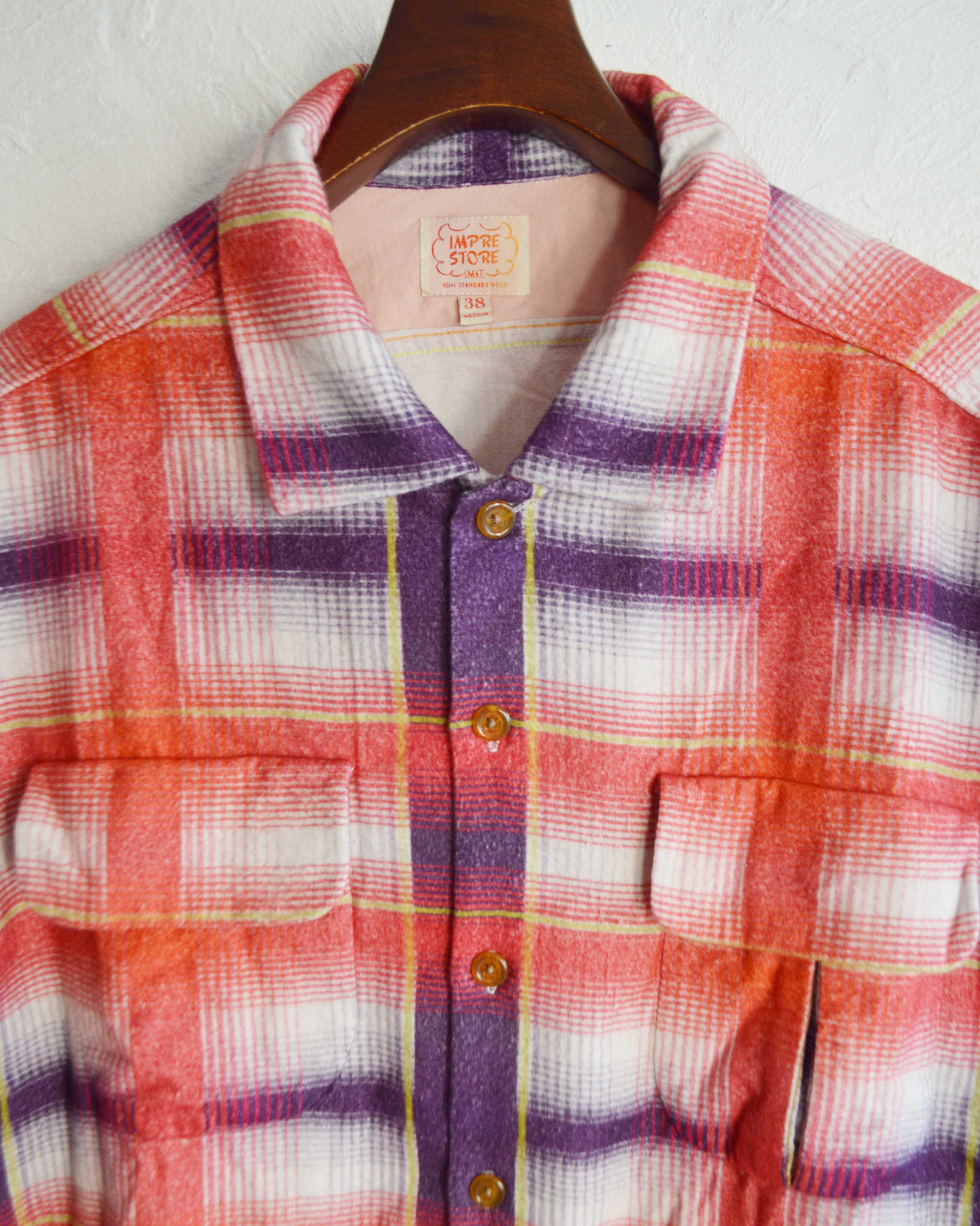 IMPRESTORE インプレストア / J.FOX ジェイフォックス | Printed flannel shirt プリントフランネルシャツ (RED/NAVY  レッドネイビー)