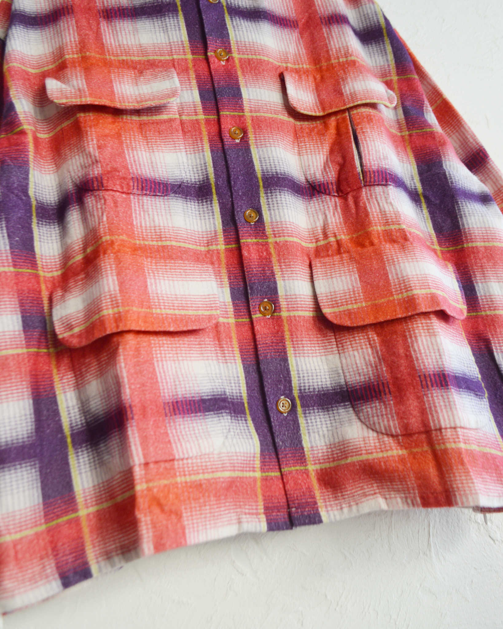 IMPRESTORE インプレストア / J.FOX ジェイフォックス | Printed flannel shirt プリントフランネルシャツ (RED/NAVY  レッドネイビー)
