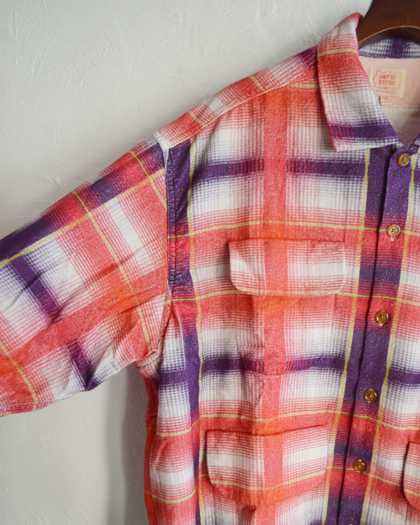 IMPRESTORE インプレストア / J.FOX ジェイフォックス | Printed flannel shirt プリントフランネルシャツ (RED/NAVY  レッドネイビー)