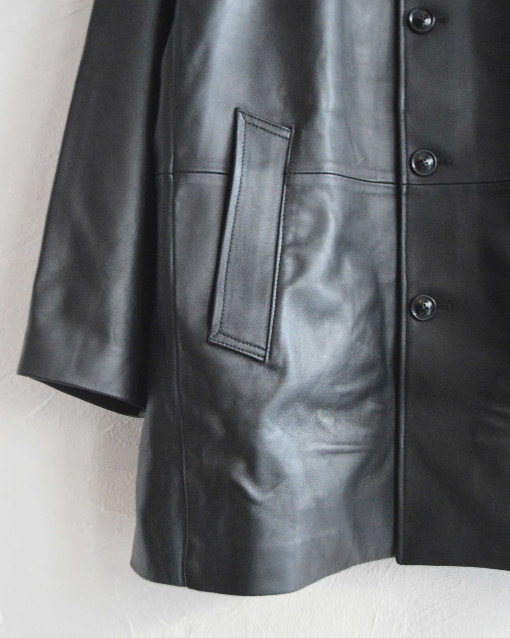 AWESOME LEATHER オーサムレザー / LEATHER HALF COAT レザーハーフコート (BLACK ブラック)