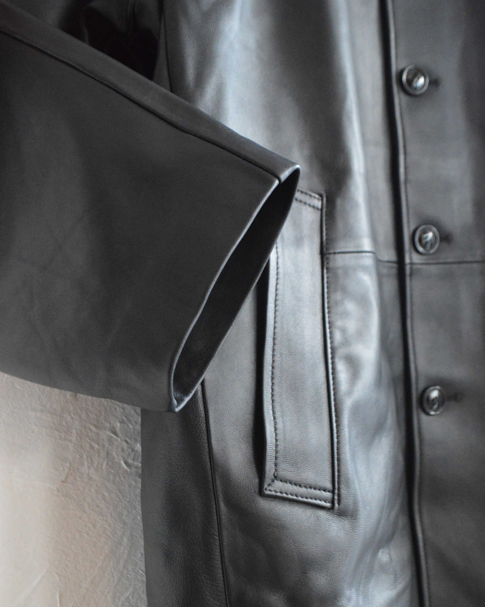 AWESOME LEATHER オーサムレザー / LEATHER HALF COAT レザーハーフコート (BLACK ブラック)