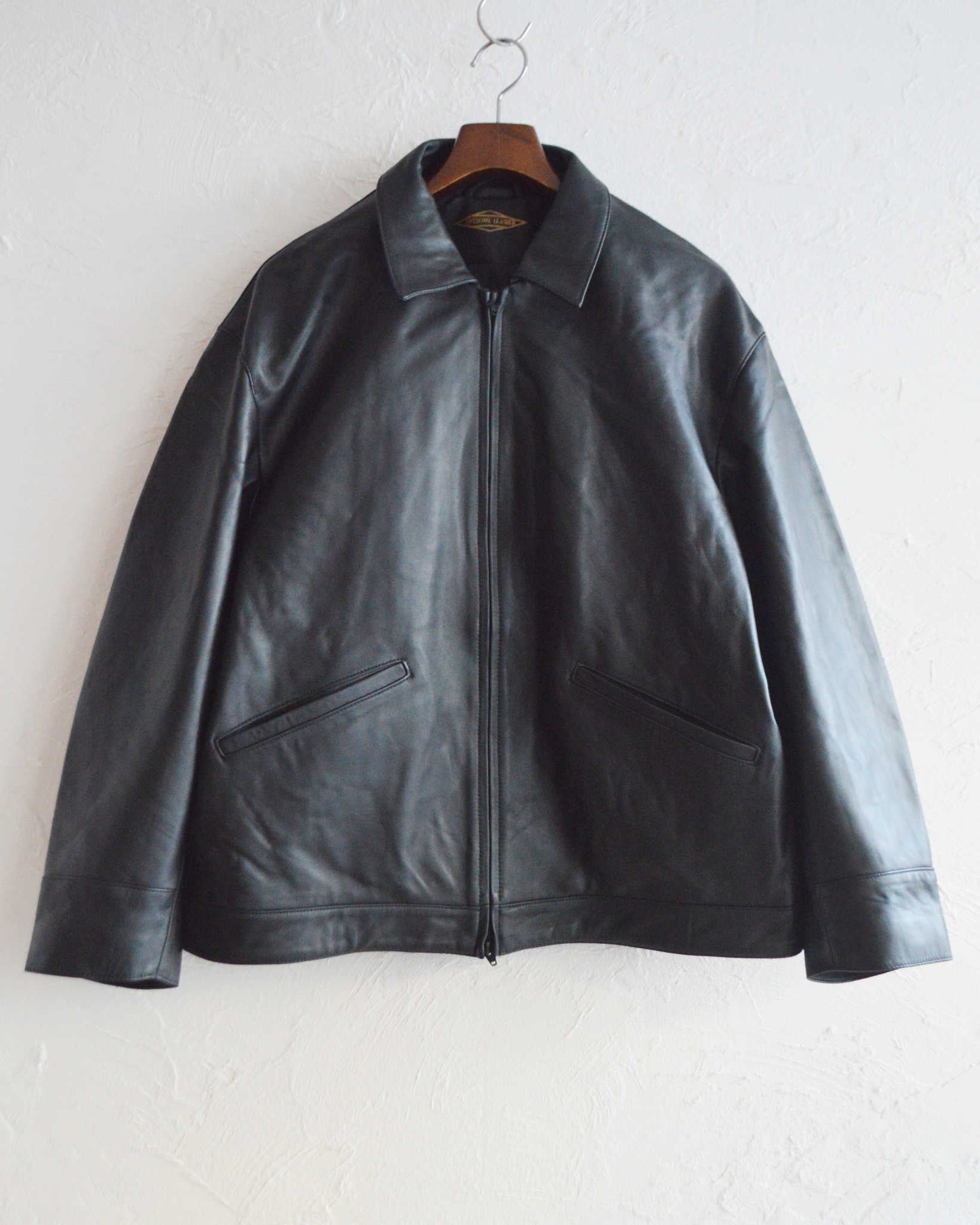 AWESOME LEATHER オーサムレザー / LEATHER ZIP SHORT JACKET レザージップショートジャケット (BLACK ブラック)