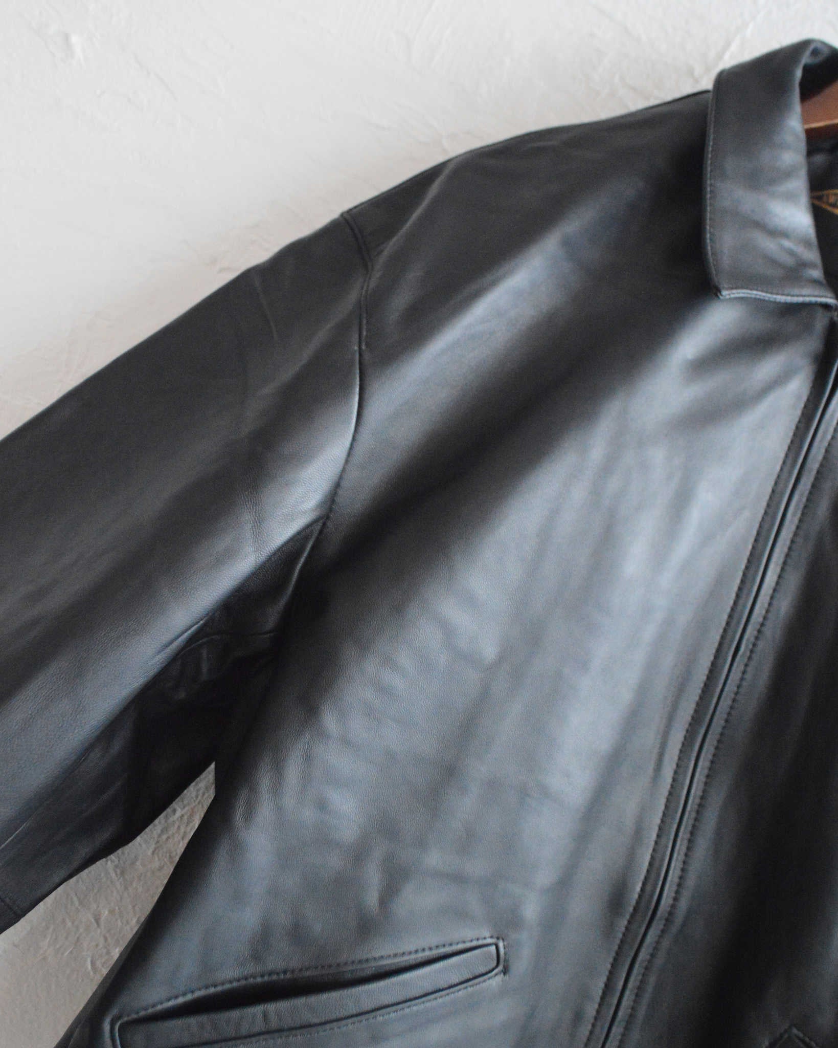 AWESOME LEATHER オーサムレザー / LEATHER ZIP SHORT JACKET レザージップショートジャケット (BLACK ブラック)