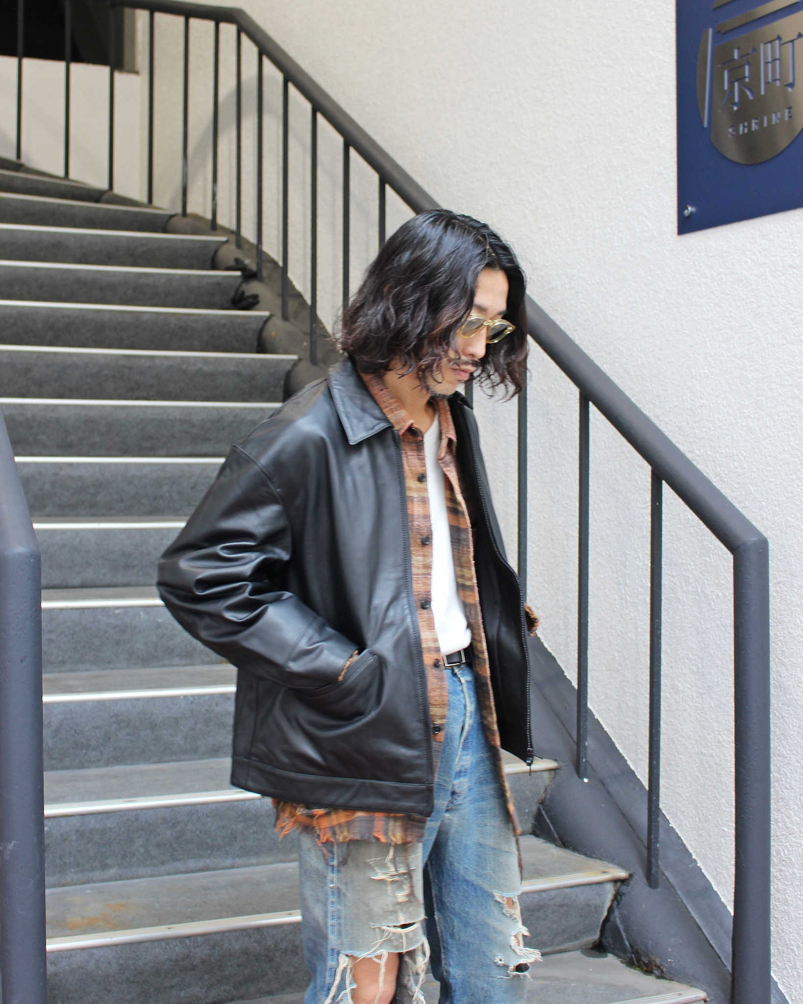 AWESOME LEATHER オーサムレザー / LEATHER ZIP SHORT JACKET レザージップショートジャケット (BLACK ブラック)