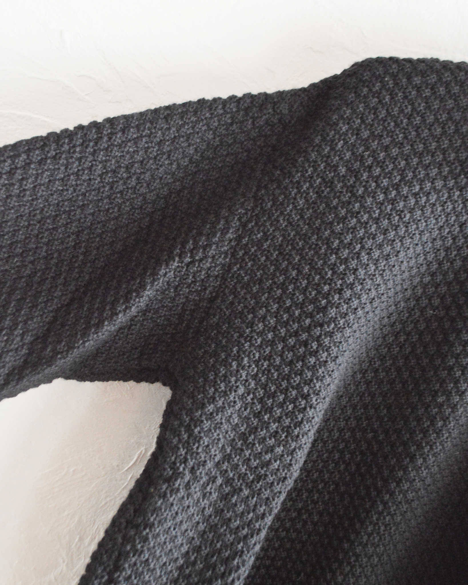 Kerry Woollen Mills ケリーウーレンミルズ / MOSS STITCH CREW NECK SWEATER RELAX モスステッチクルーネックセーター (JET BLACK ジェットブラック)