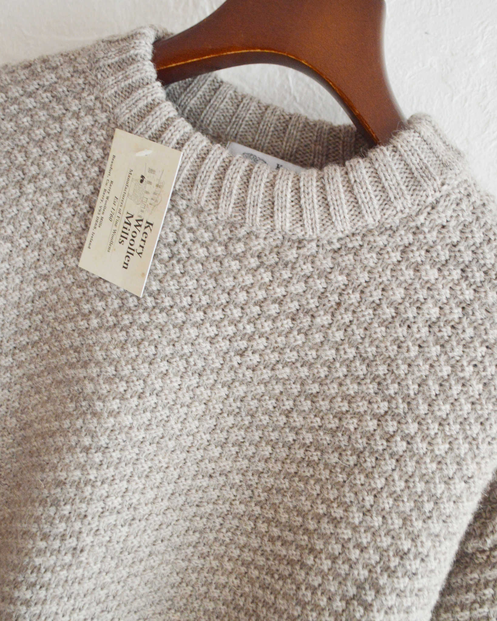 Kerry Woollen Mills ケリーウーレンミルズ / MOSS STITCH CREW NECK SWEATER RELAX モスステッチクルーネックセーター (OATMEAL オートミール)
