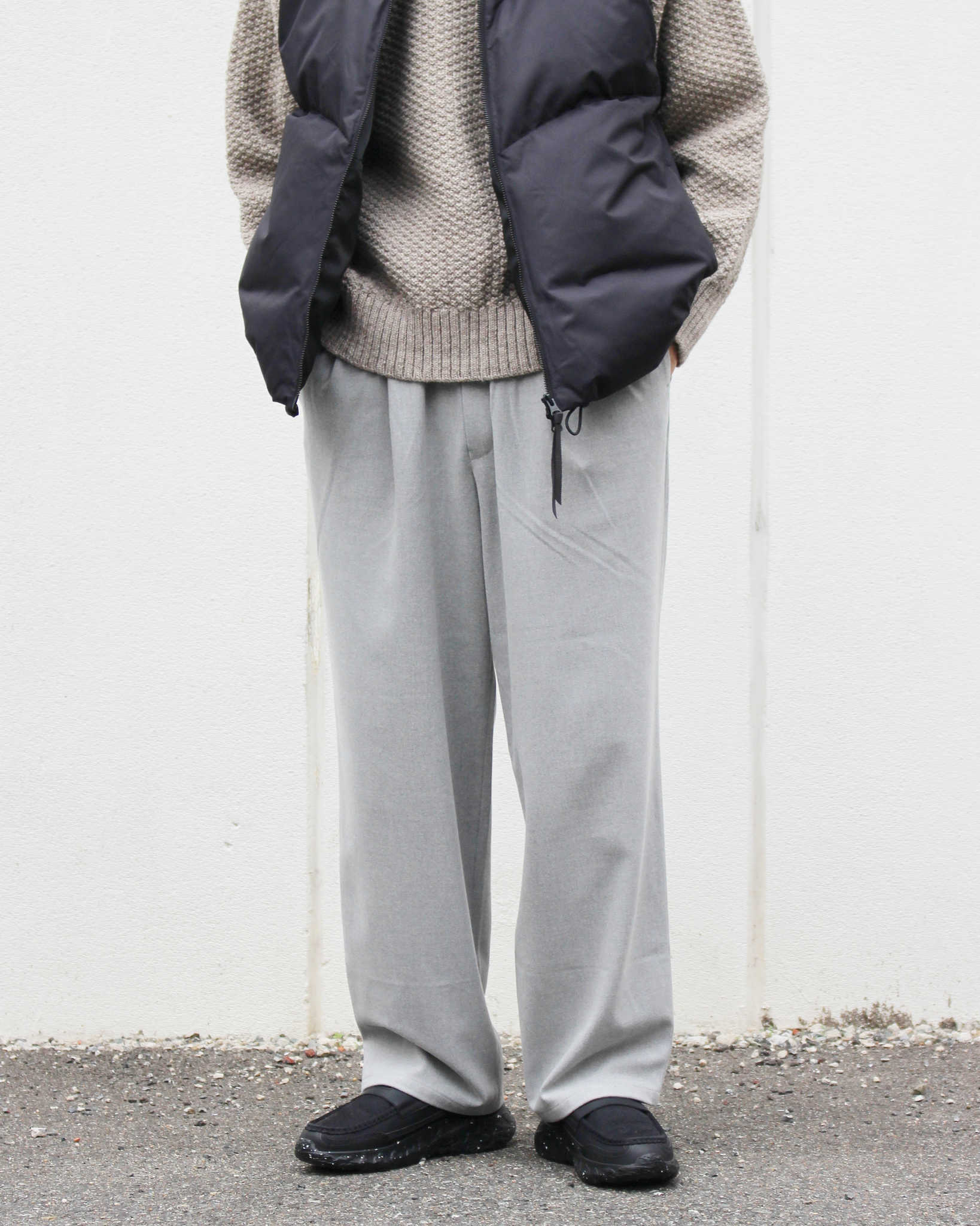 LAMOND ラモンド / CASHMERE TOUCH STANDARD WIDE PANTS カシミアタッチスタンダードワイドパンツ (GRAY グレー)