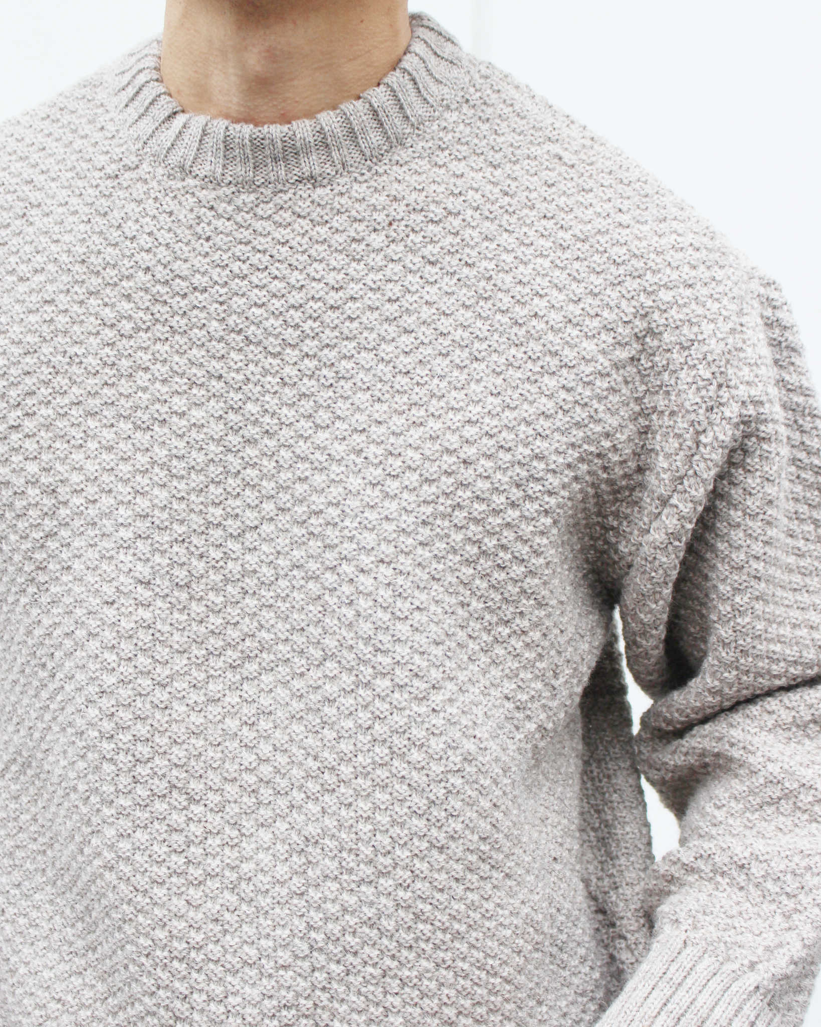 Kerry Woollen Mills ケリーウーレンミルズ / MOSS STITCH CREW NECK SWEATER RELAX モスステッチクルーネックセーター (OATMEAL オートミール)