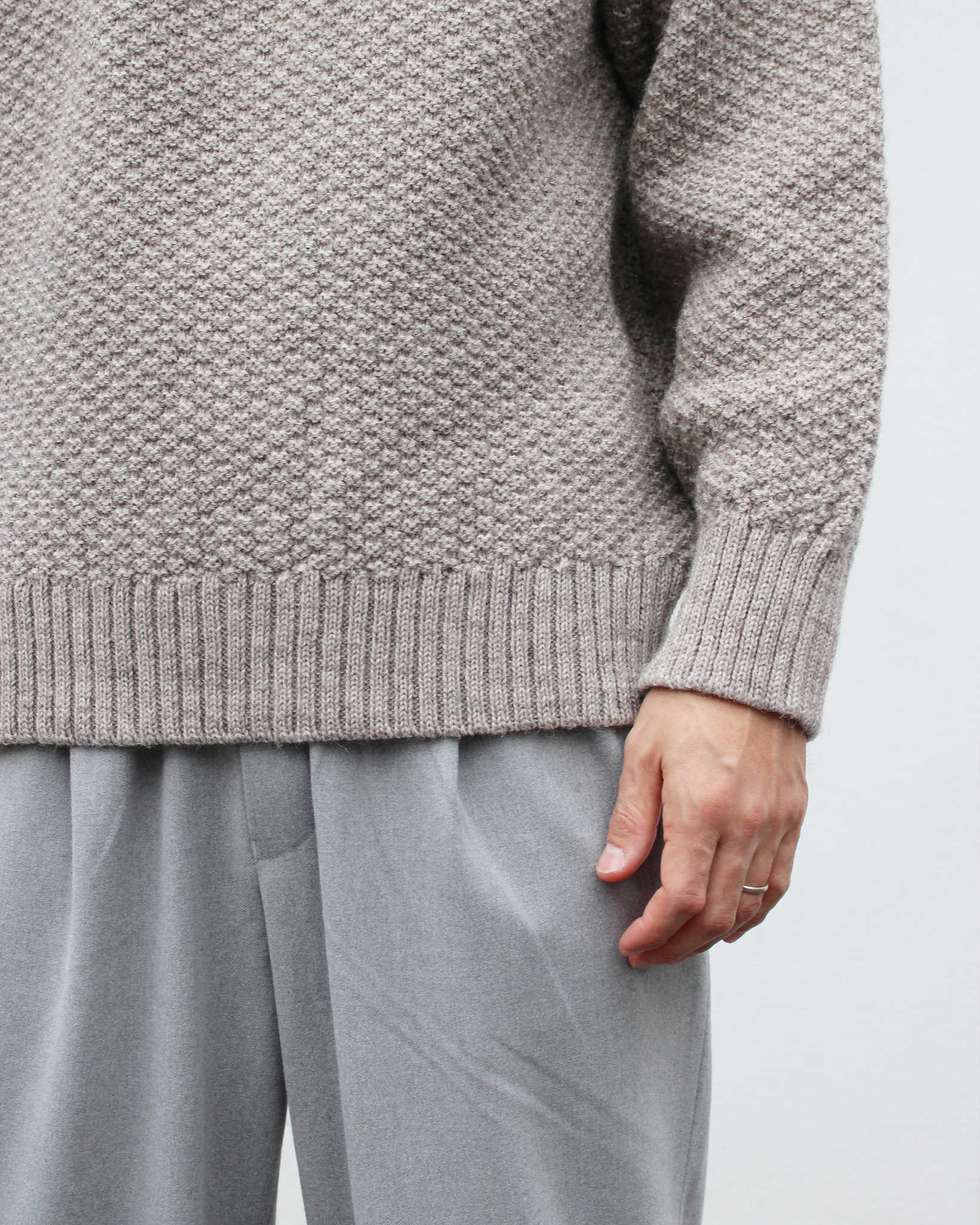 Kerry Woollen Mills ケリーウーレンミルズ / MOSS STITCH CREW NECK SWEATER RELAX モスステッチクルーネックセーター (OATMEAL オートミール)