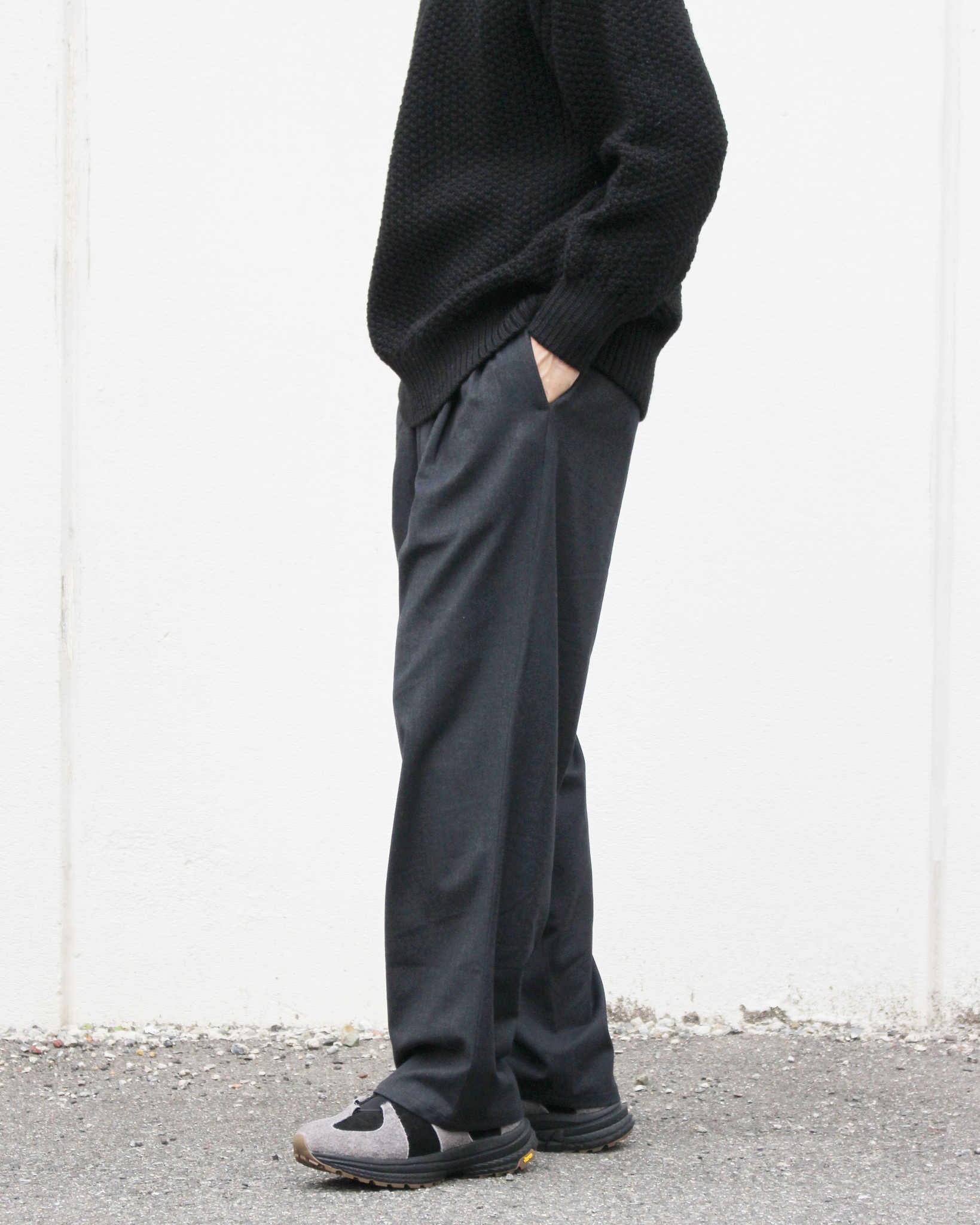 LAMOND ラモンド / CASHMERE TOUCH STANDARD WIDE PANTS カシミアタッチスタンダードワイドパンツ (CHARCOAL チャコール)