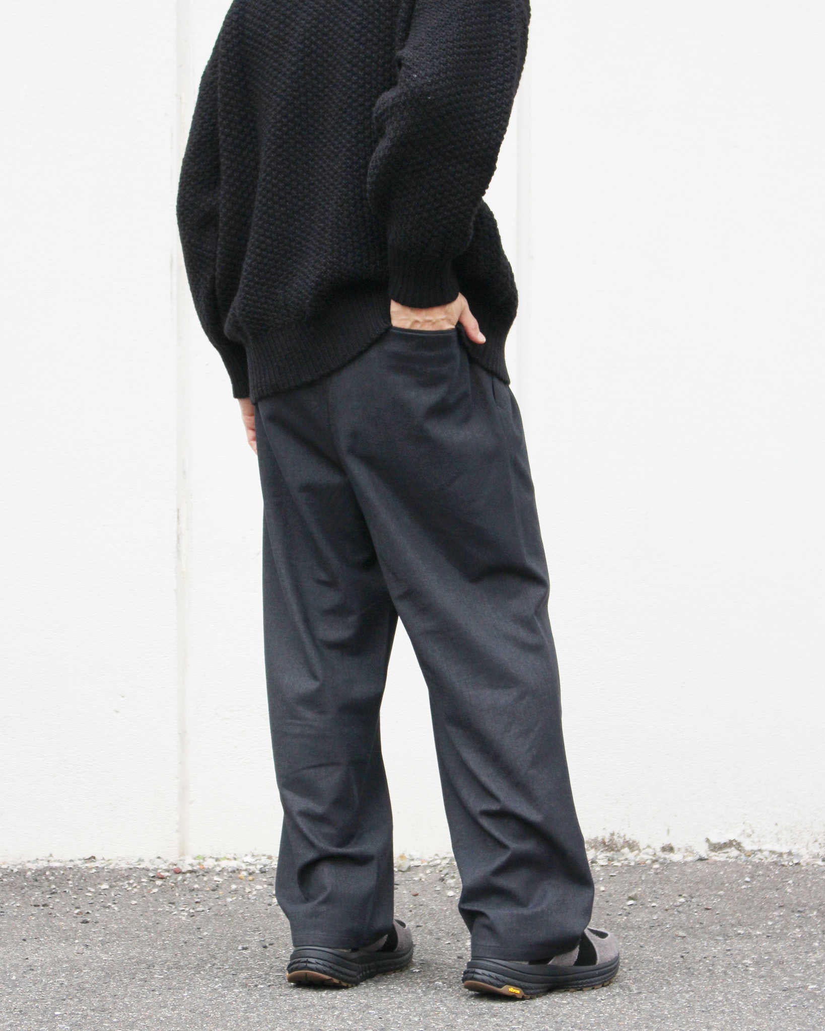 LAMOND ラモンド / CASHMERE TOUCH STANDARD WIDE PANTS カシミアタッチスタンダードワイドパンツ (CHARCOAL チャコール)