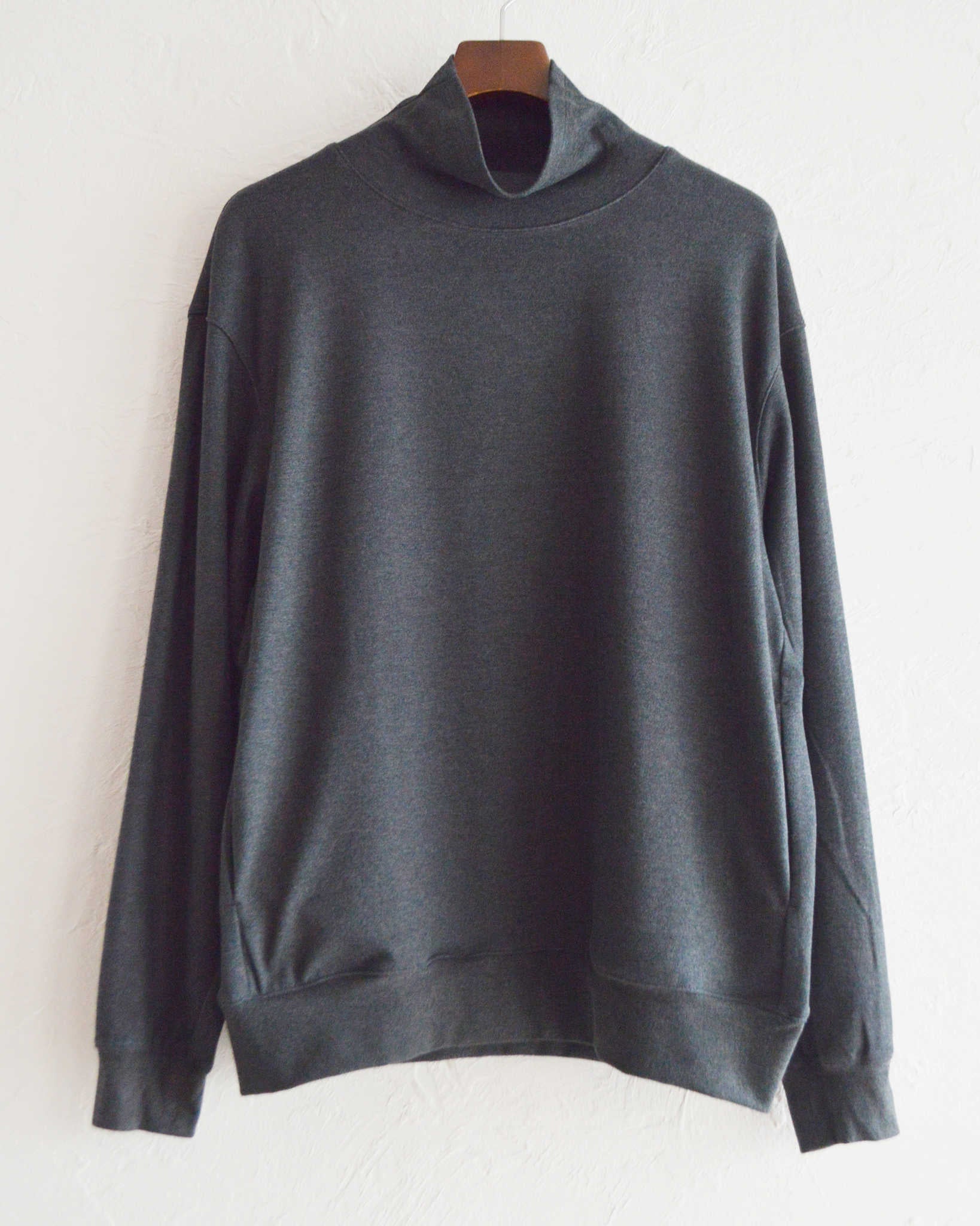 LAMOND ラモンド / LOUNGE SUEDE HIGH NECK SWEAT ラウンジスエードハイネックスウェット (CHARCOAL チャコール)