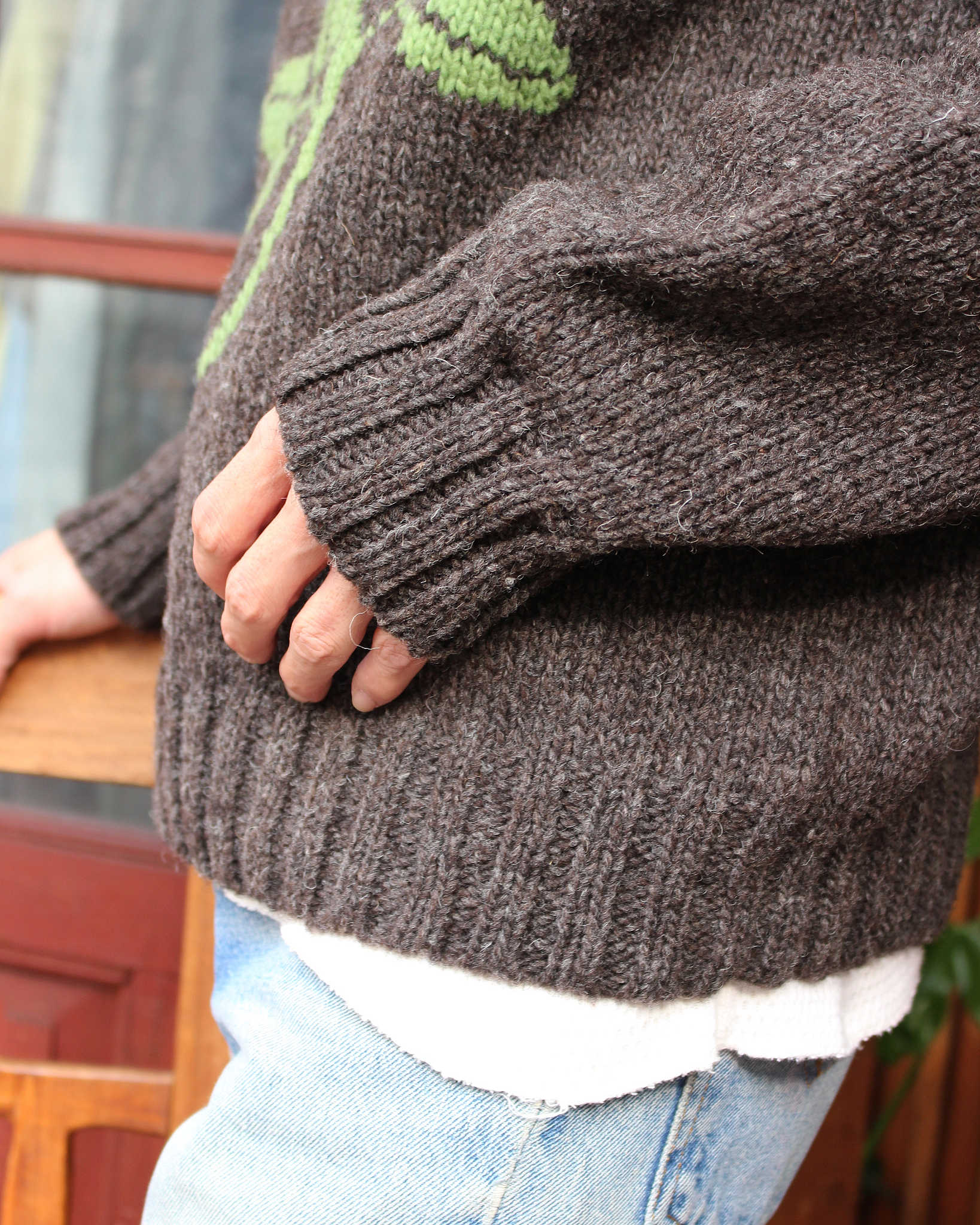 HAVE A GRATEFUL DAY ハブアグレイトフルデイ / ROSE KNIT CREW ローズニットクルー (BROWN ブラウン)