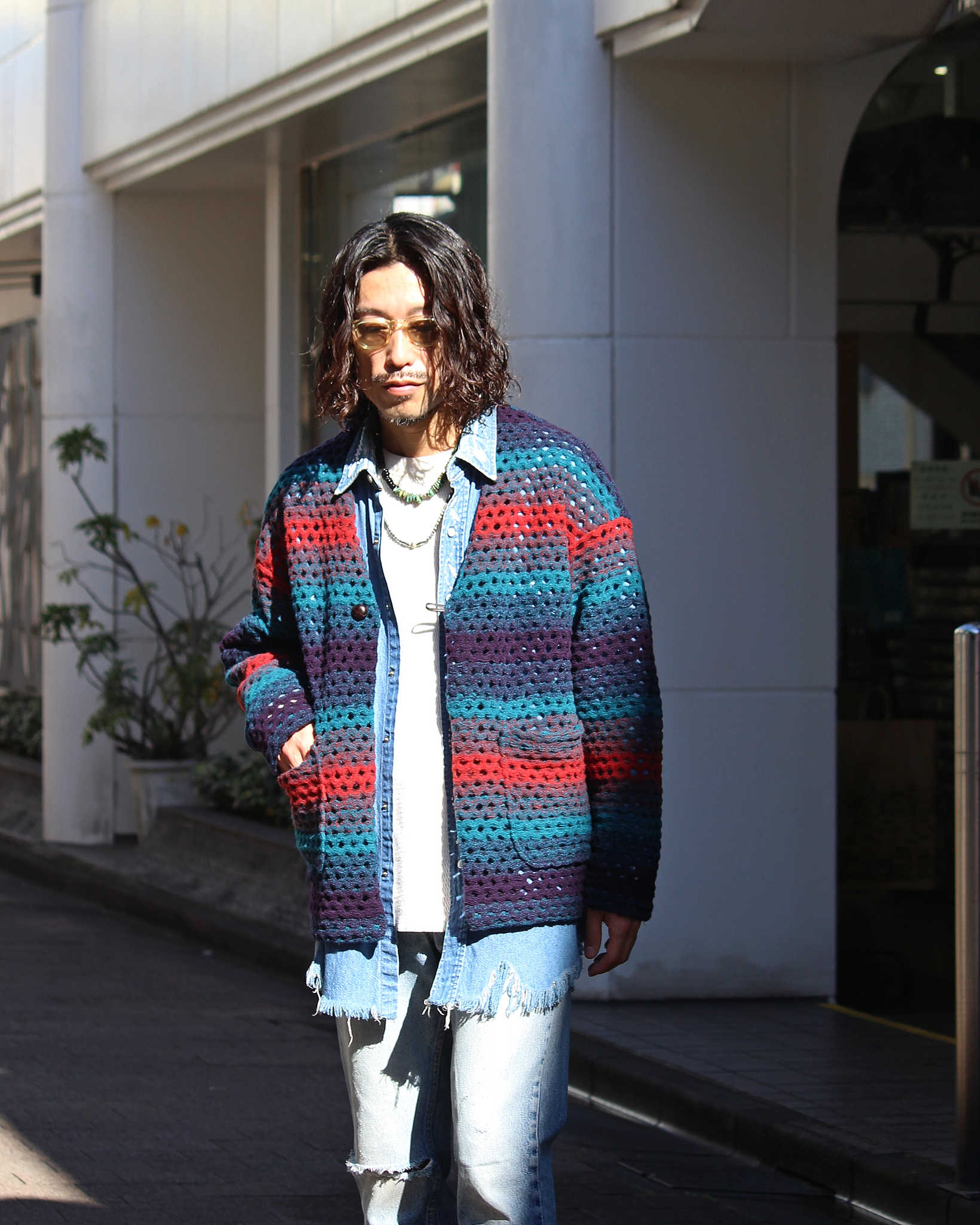 Nasngwam. ナスングワム / ZIGGY CARDIGAN ジギーカーディガン (NAVY ネイビー)