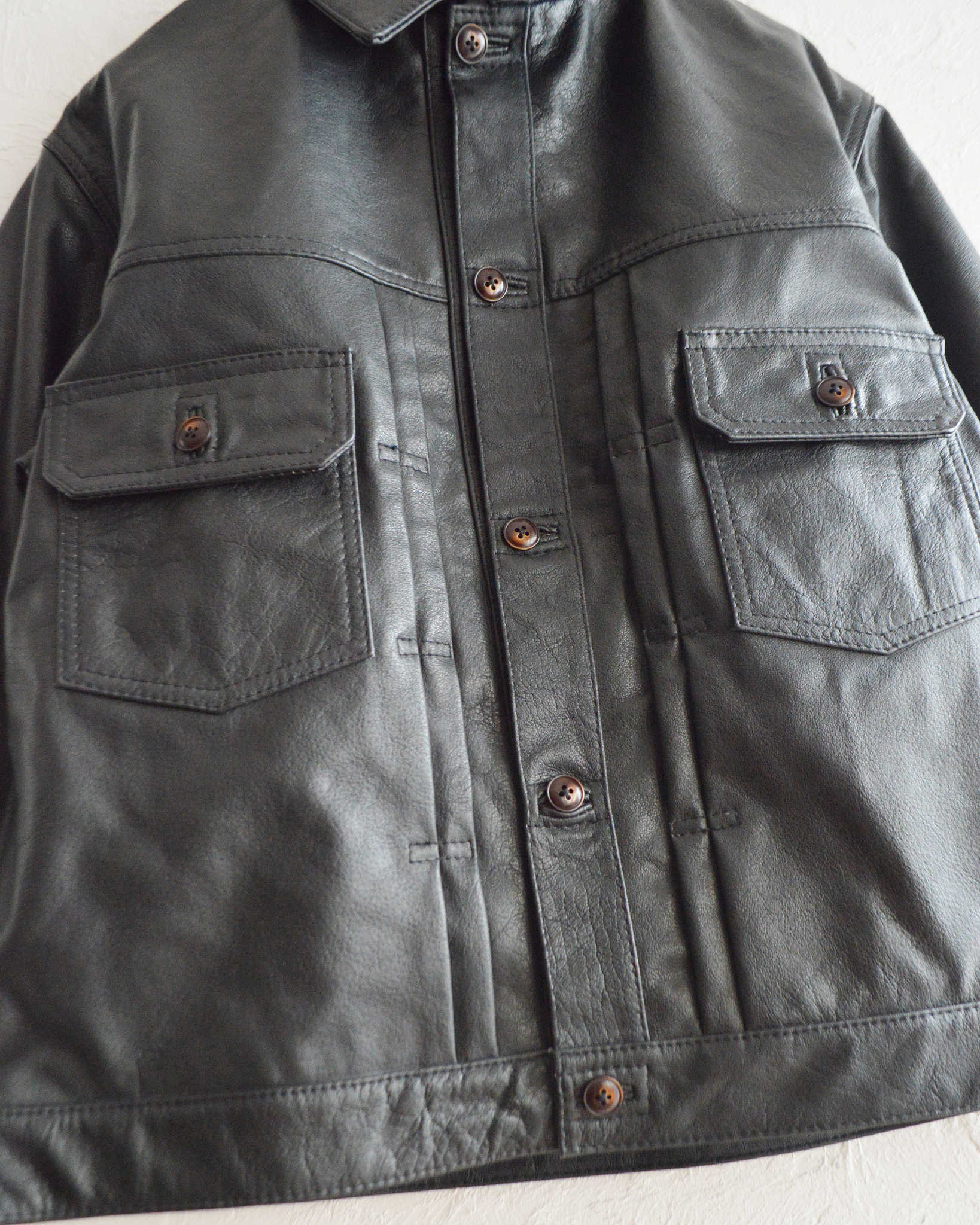 Nasngwam. ナスングワム / ATAVISM LEATHER JACKET アタビズムジャケット Msize (BLACK ブラック)