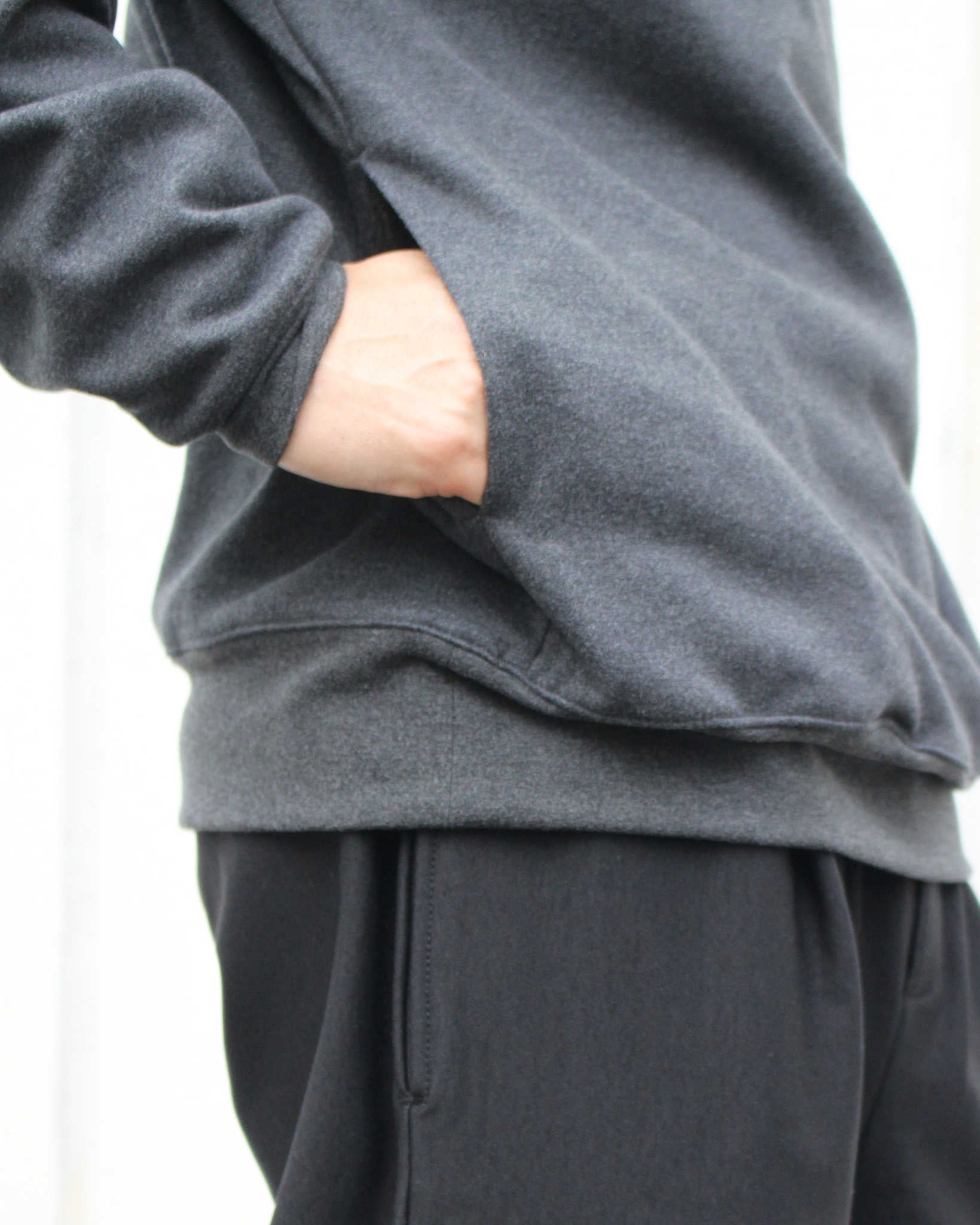 LAMOND ラモンド / LOUNGE SUEDE HIGH NECK SWEAT ラウンジスエードハイネックスウェット (CHARCOAL チャコール)