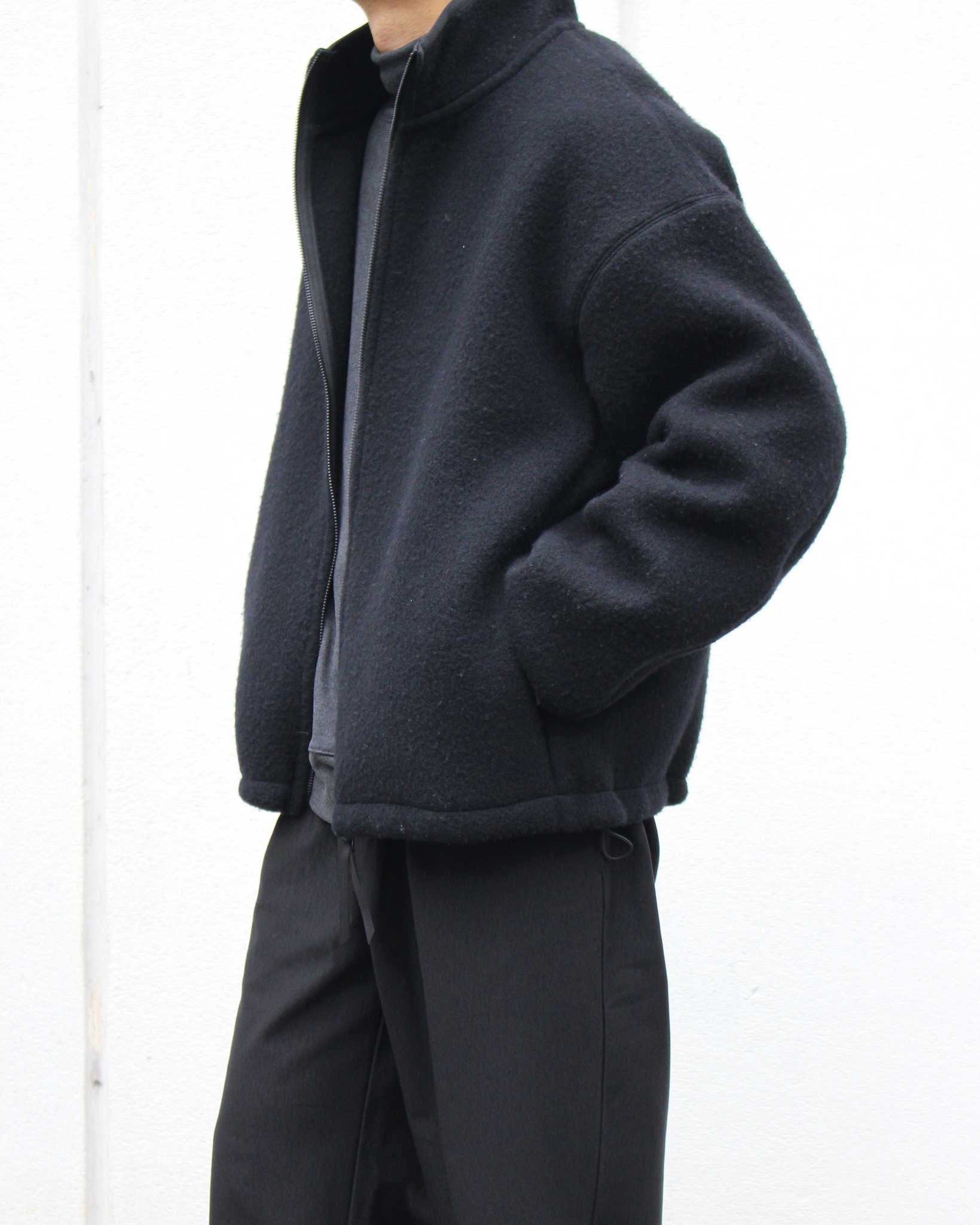 LAMOND ラモンド/ WOOL FLEECE BLOUSON ウールフリースブルゾン (BLACK ブラック)