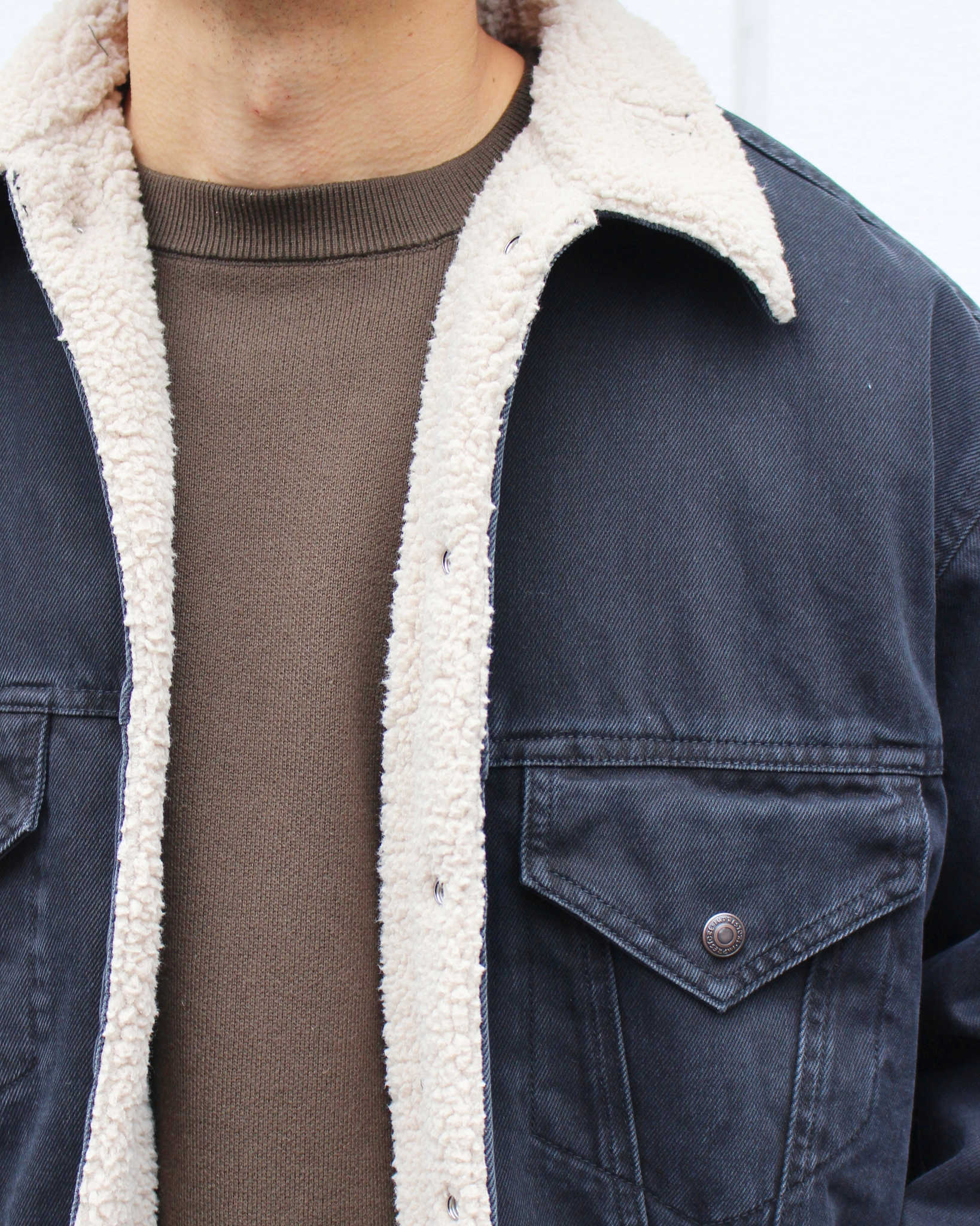 IMPRESTORE インプレストア / Niki | Denim boa jacket デニムボアジャケット (BLACK DENIM ブラックデニム)