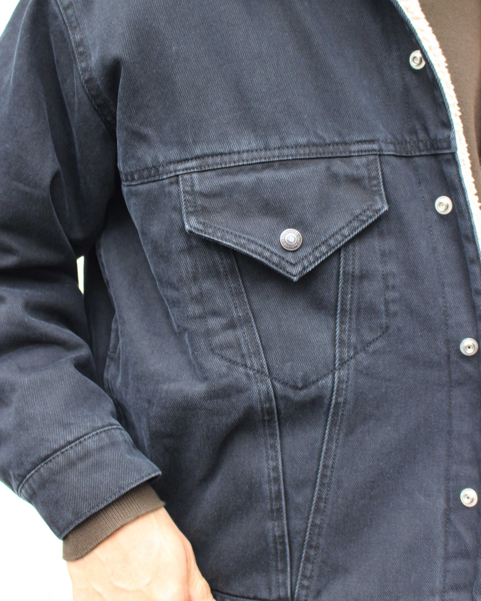 IMPRESTORE インプレストア / Niki | Denim boa jacket デニムボアジャケット (BLACK DENIM ブラックデニム)