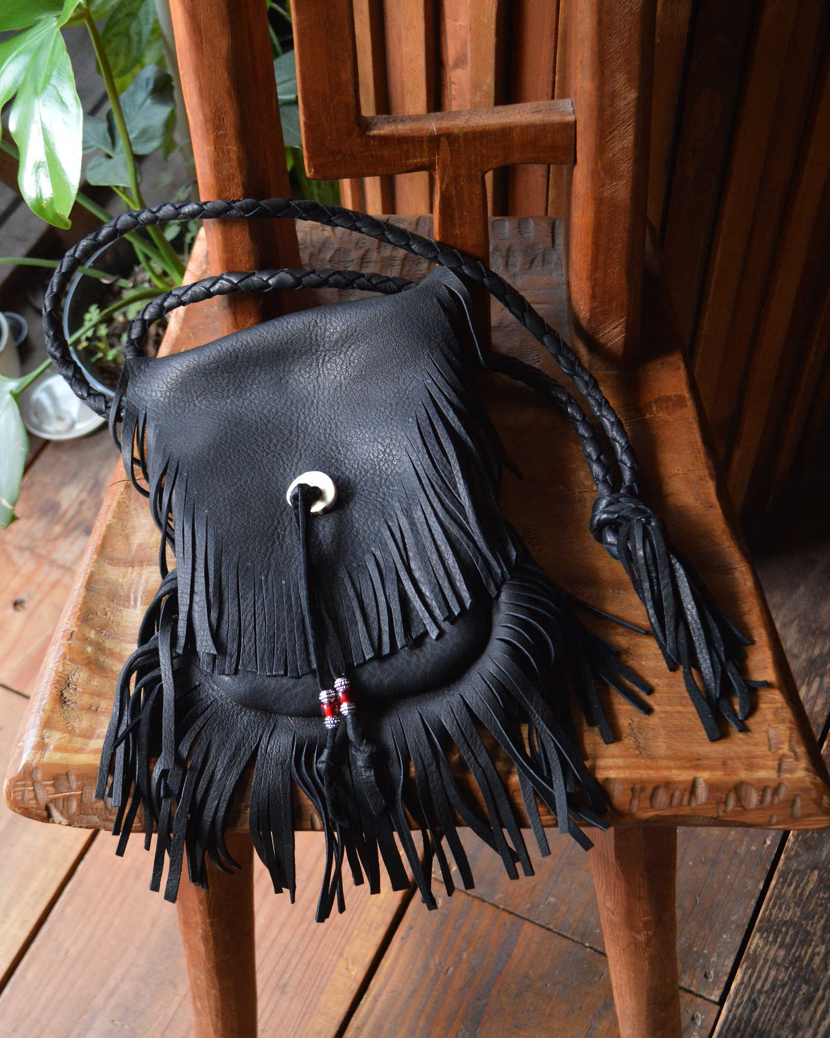 Nasngwam.×EARLYMORNING ナスングワム アーリーモーニング / DOUBLE FRINGE SHOULDER ダブルフリンジショルダー (BLACK ブラック)