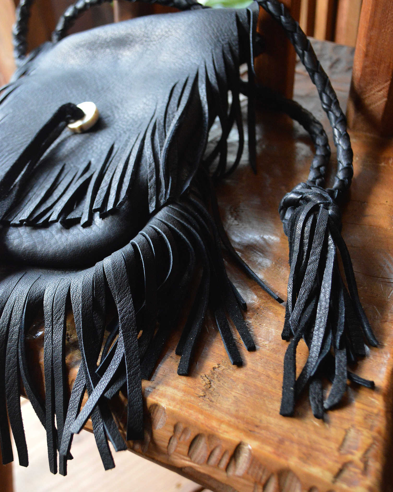 Nasngwam.×EARLYMORNING ナスングワム アーリーモーニング / DOUBLE FRINGE SHOULDER ダブルフリンジショルダー (BLACK ブラック)
