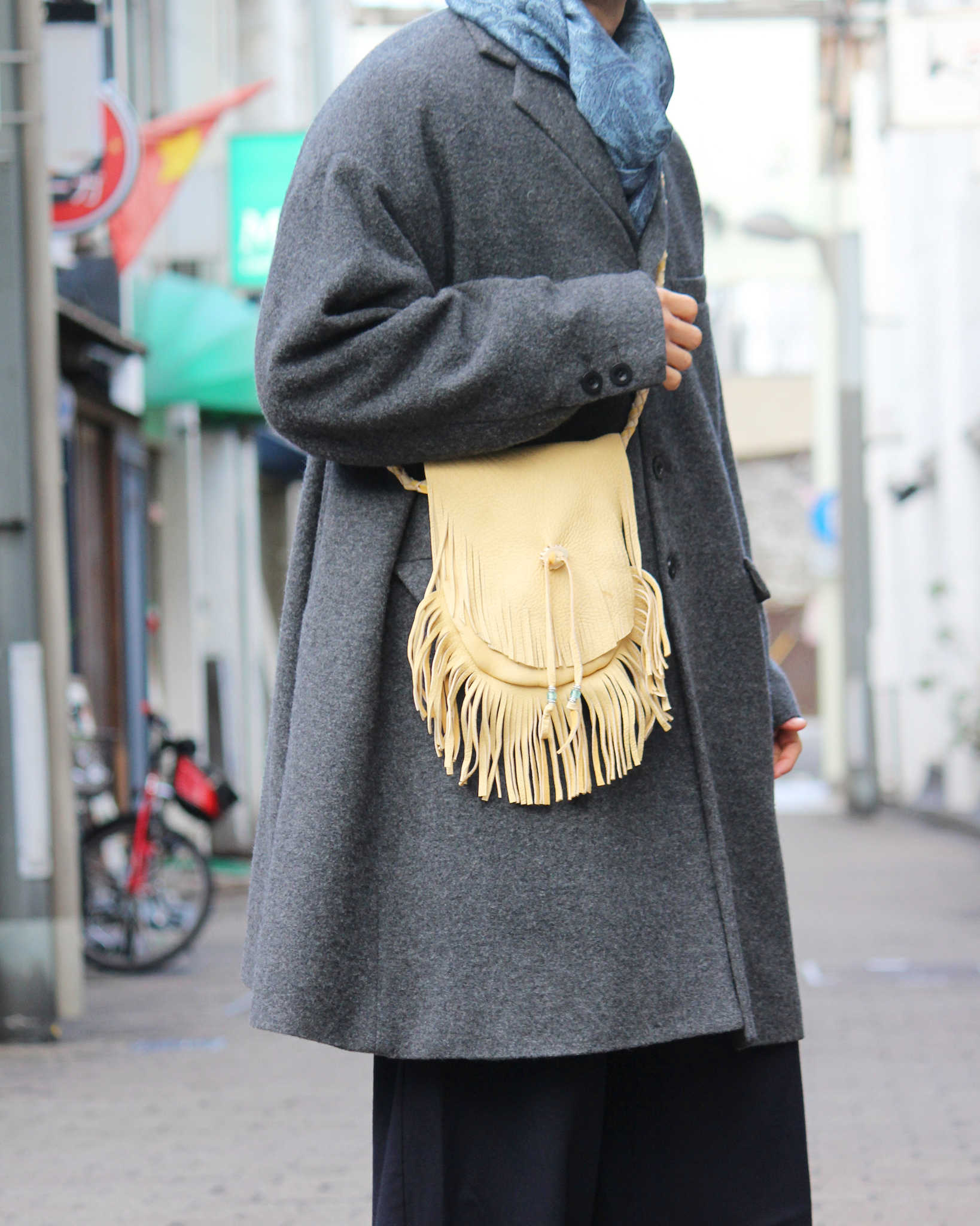 Nasngwam.×EARLYMORNING ナスングワム アーリーモーニング / DOUBLE FRINGE SHOULDER ダブルフリンジショルダー (BEIGE ベージュ)